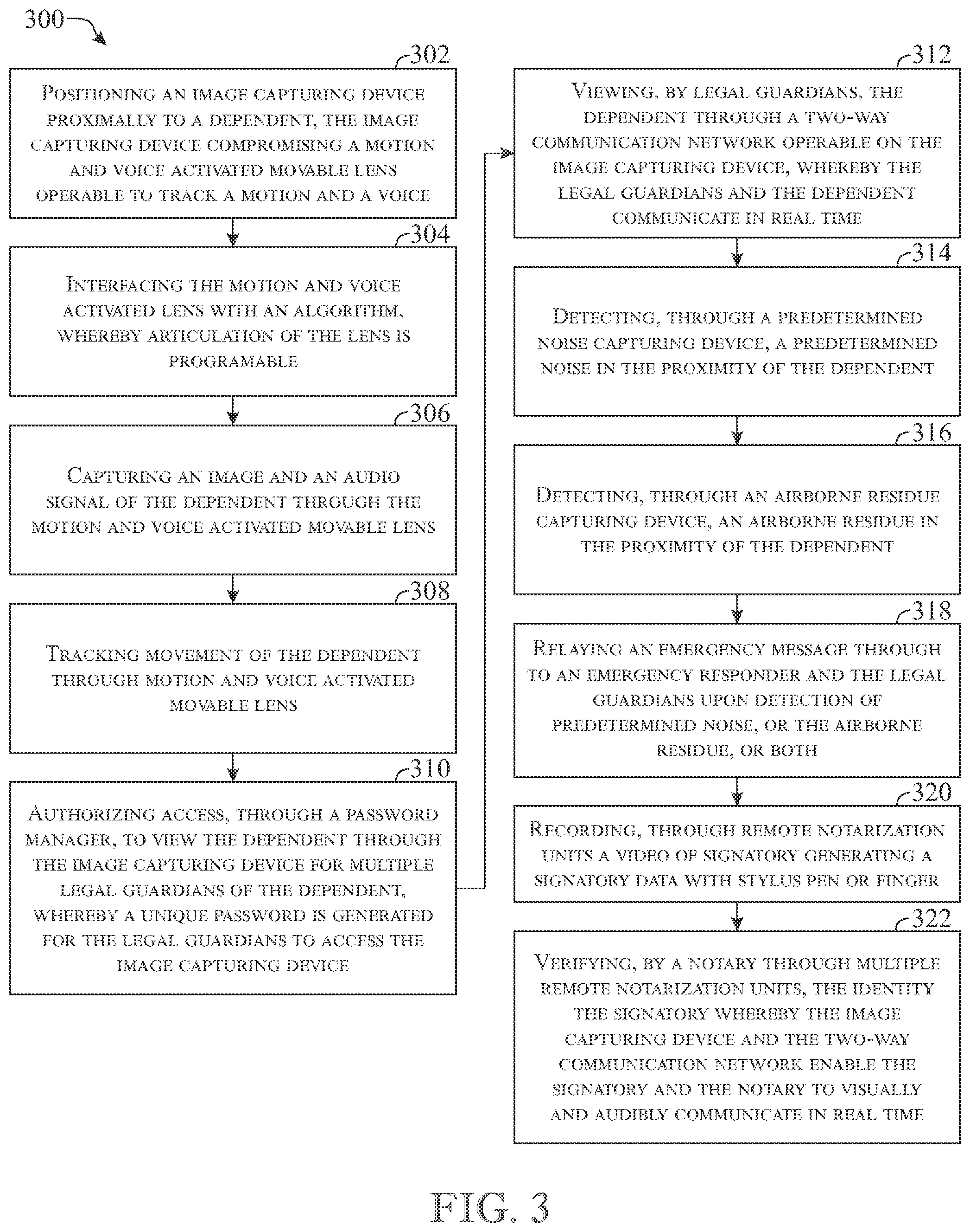 Patent US11783690 Figure 3 – System and method for multi-user security monitoring and remote notarization