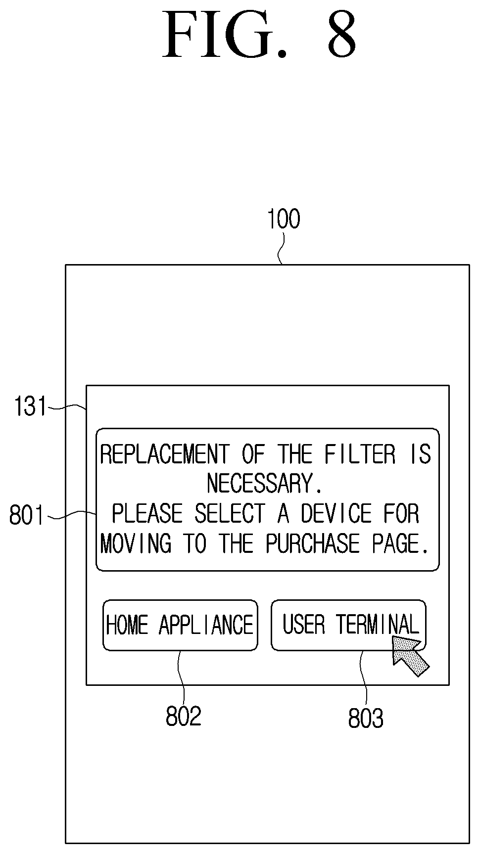 Patent US11783693 Figure 8 – Home appliance controlling output of information to a user terminal and control method thereof