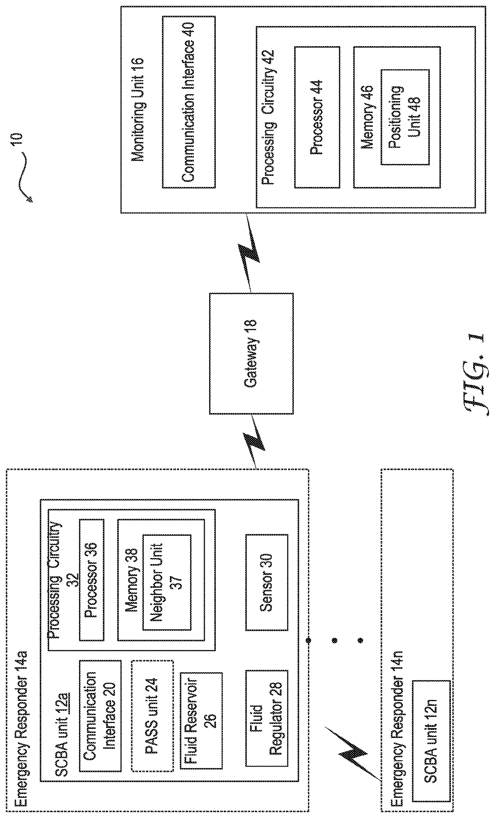 Patent US11783694 — Determining responder closest to downed responder — Figure 1