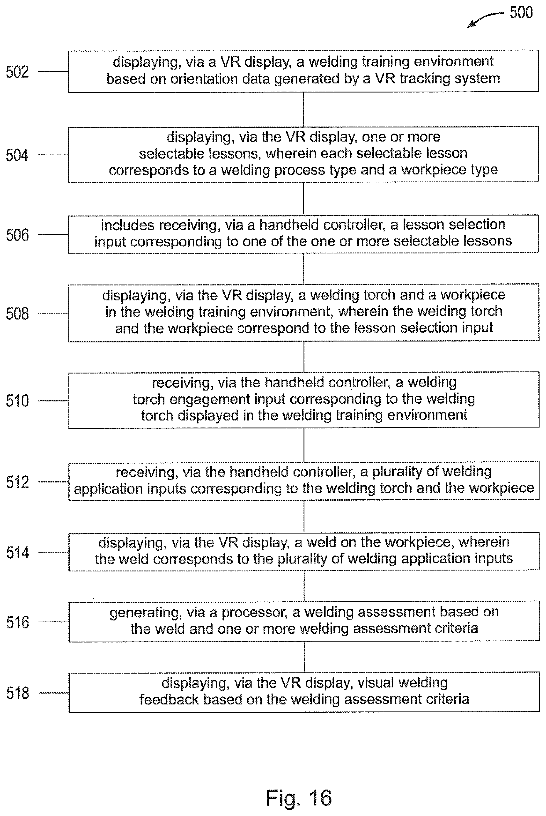 Patent US11783727 Figure 16 – Lesson-based virtual reality welding training system