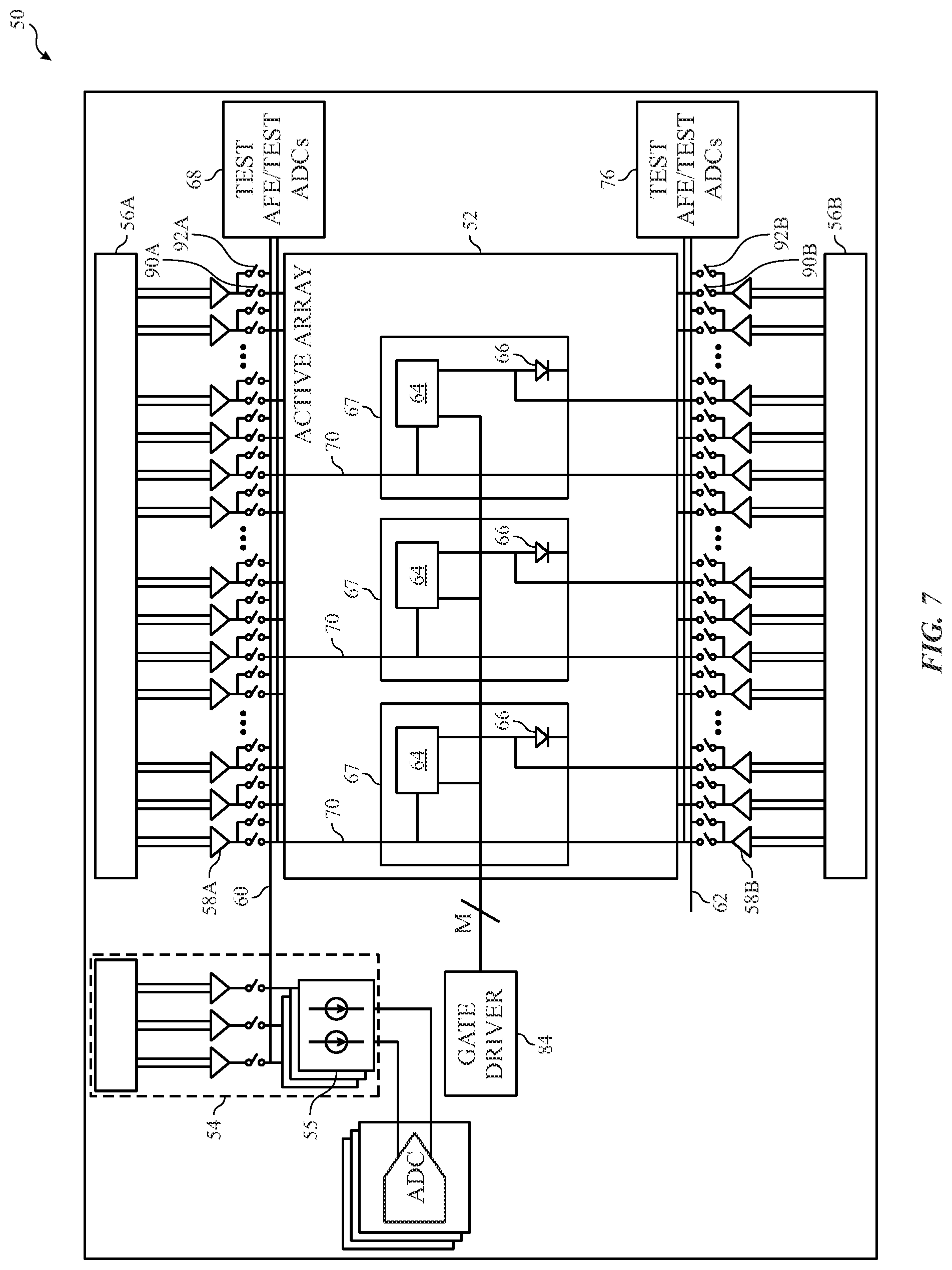 Patent US11783739 Figure 4 – On-chip testing architecture for display system