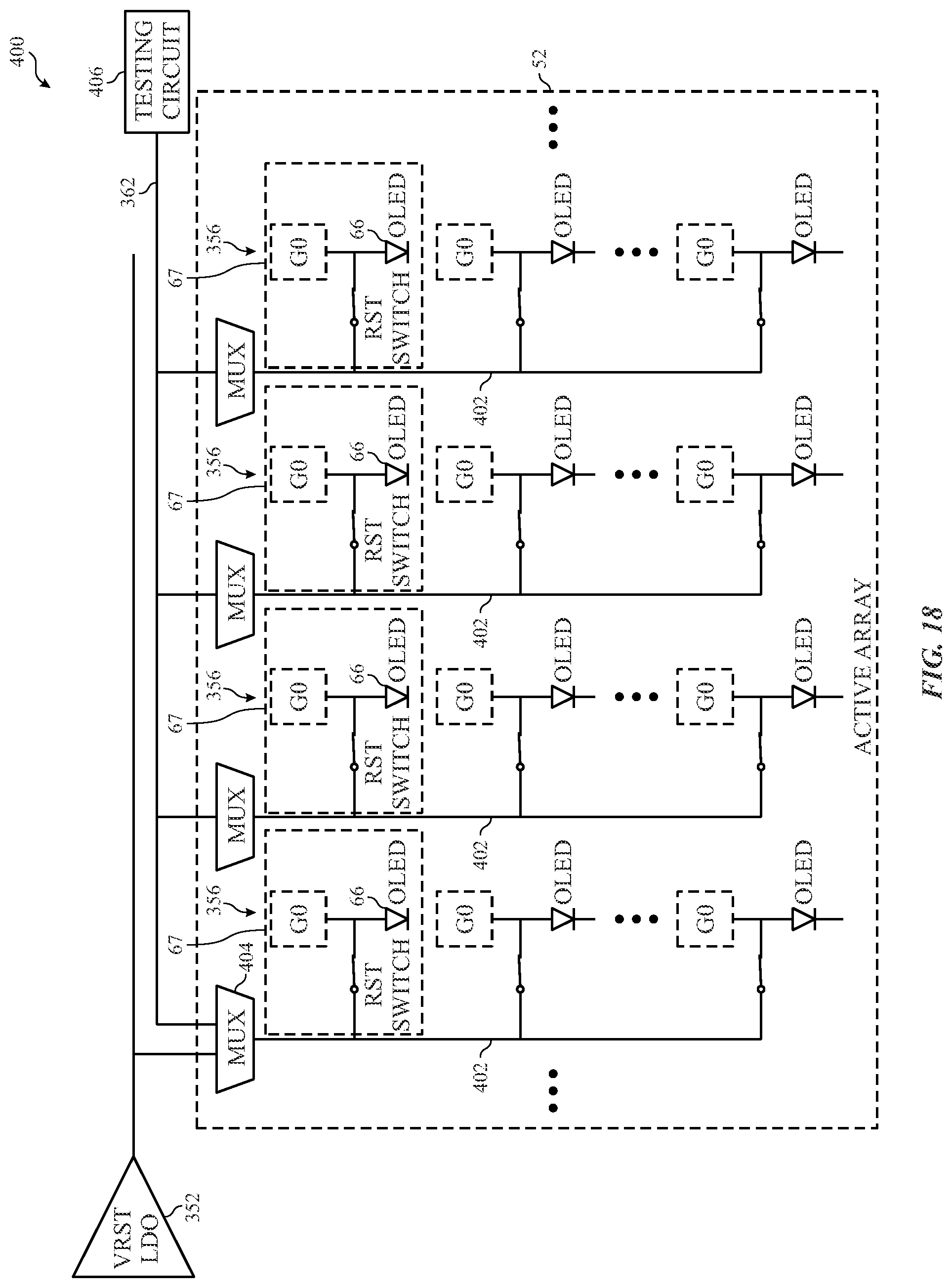 Patent US11783739 Figure 13 – On-chip testing architecture for display system