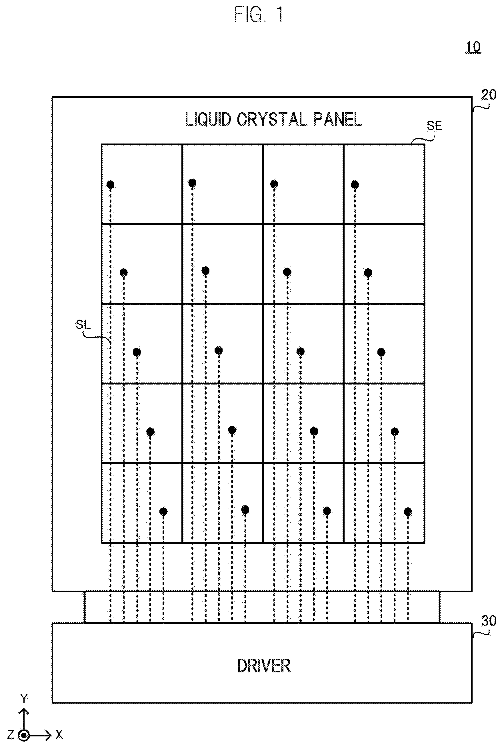 Patent US11783741 — Liquid crystal display device and line defect detection method — Figure 1