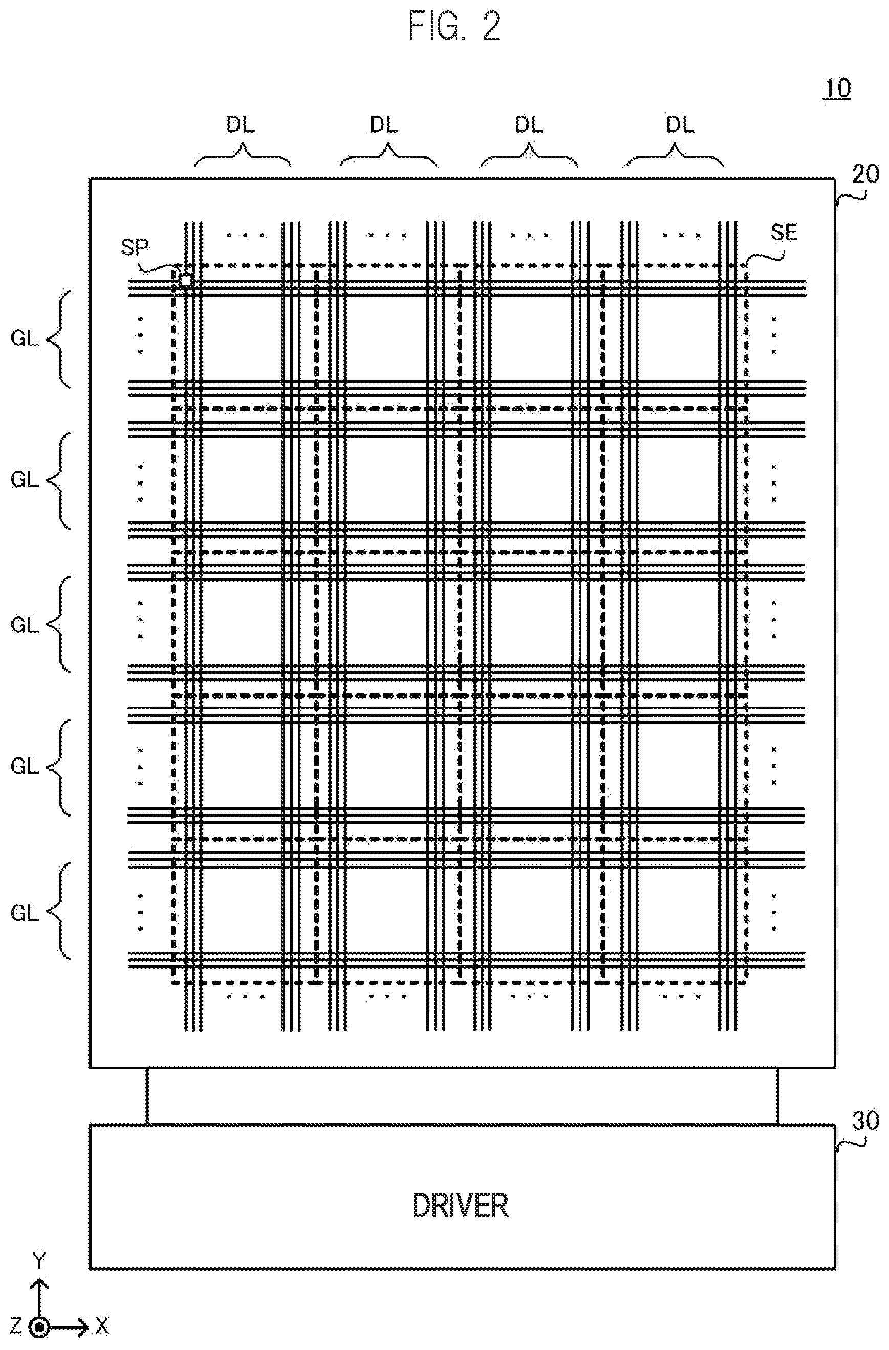 Patent US11783741 Figure 2 – Liquid crystal display device and line defect detection method