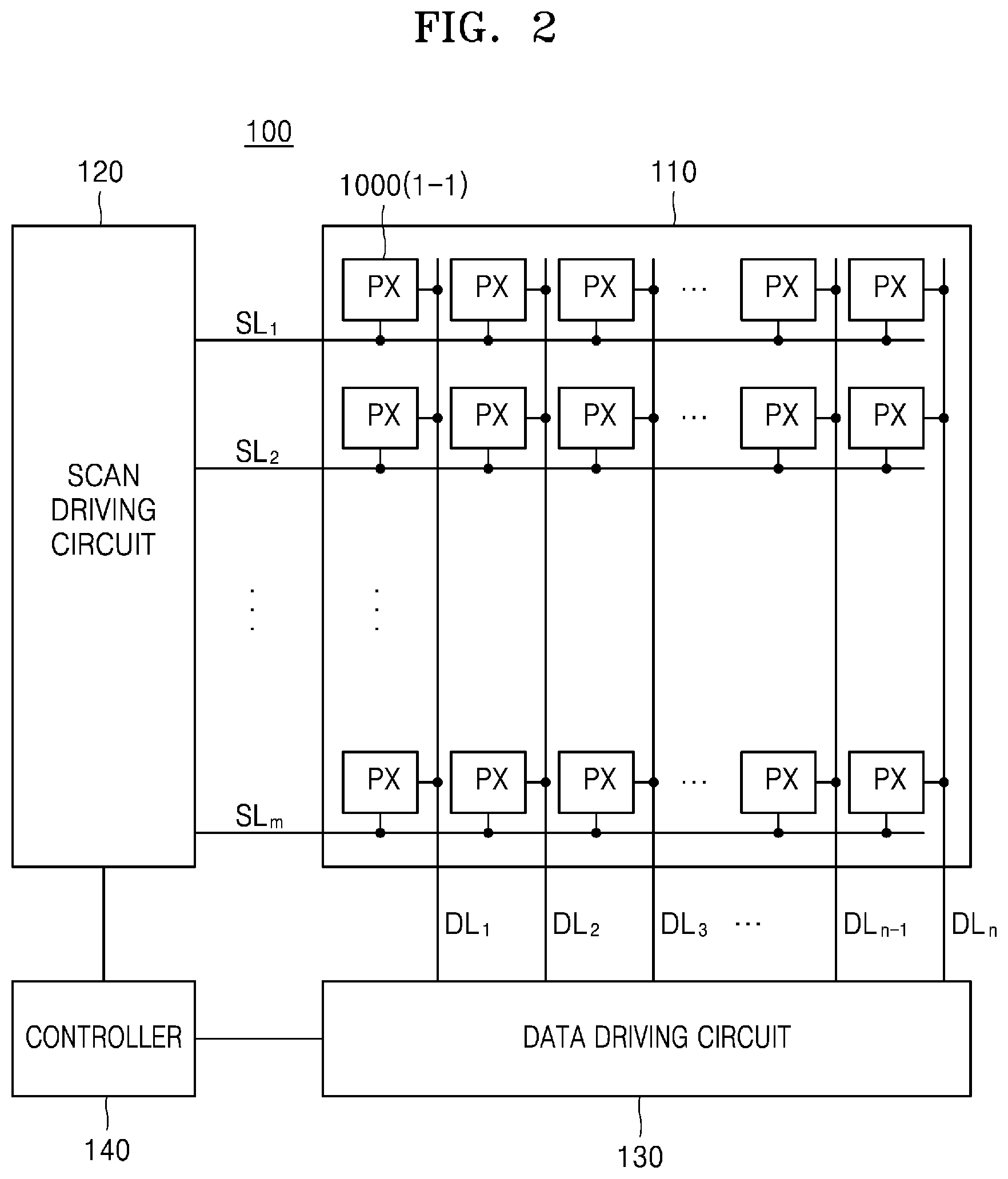 Patent US11783746 Figure 2 – Pixel having reduced number of contact points, and digital driving method