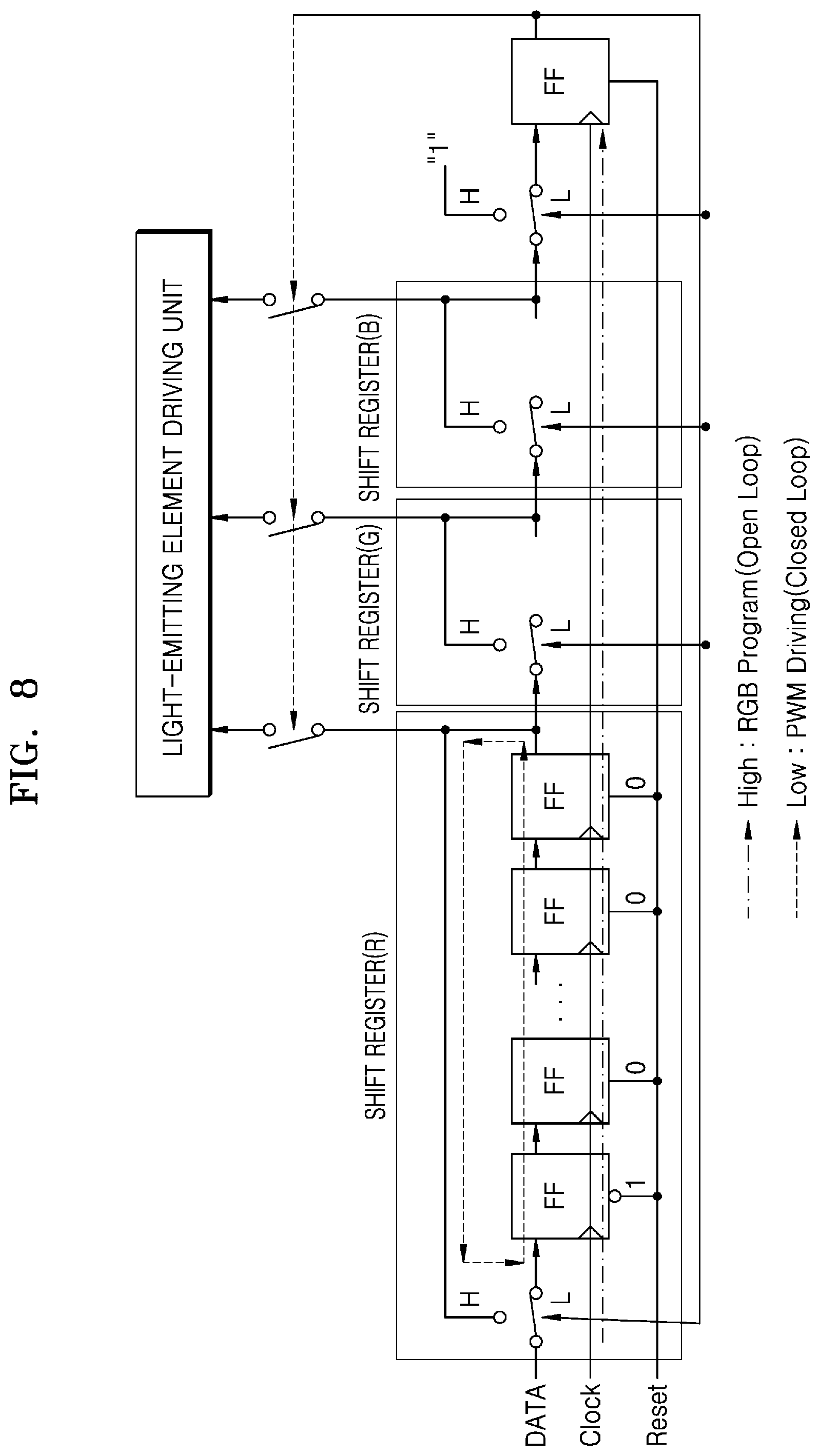 Patent US11783746 Figure 8 – Pixel having reduced number of contact points, and digital driving method