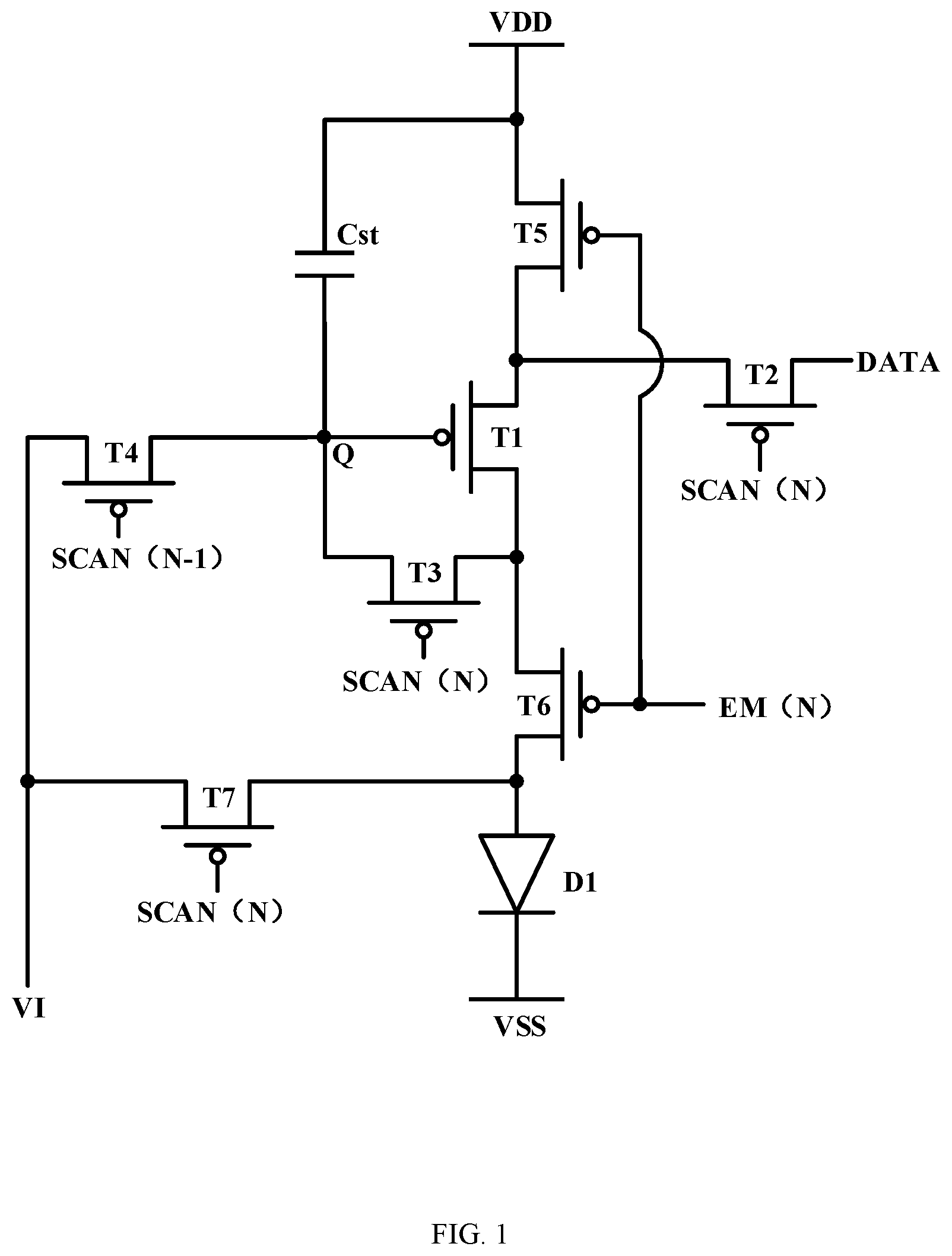 Patent US11783760 Figure 1 – Pixel circuit and display panel
