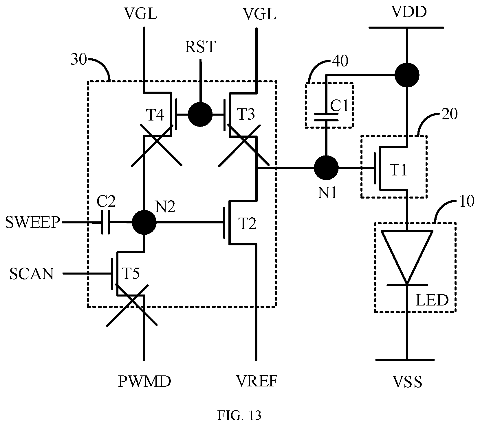 Patent US11783760 Figure 13 – Pixel circuit and display panel