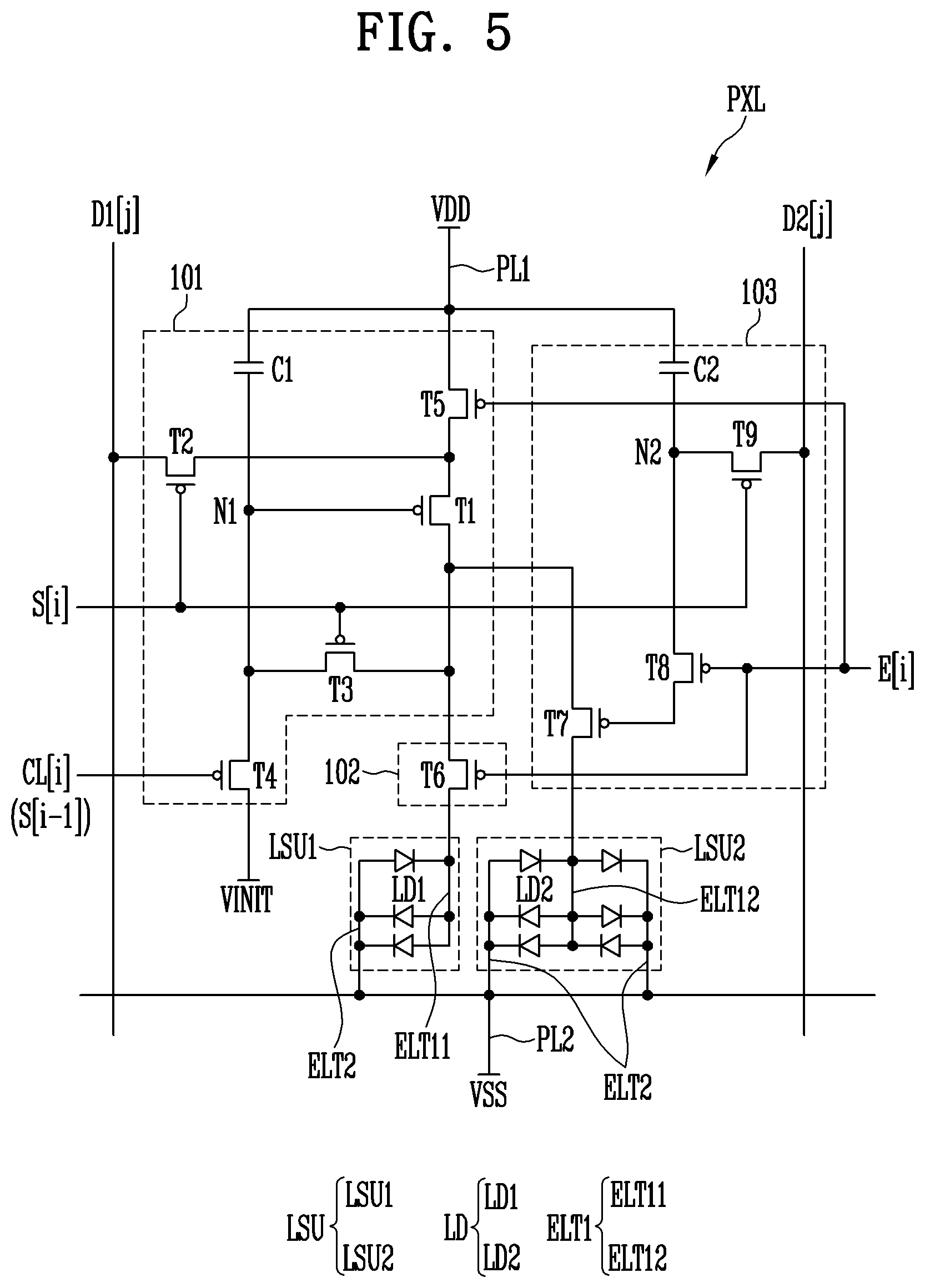Patent US11783764 Figure 4 – Pixel, display device having same and driving method thereof