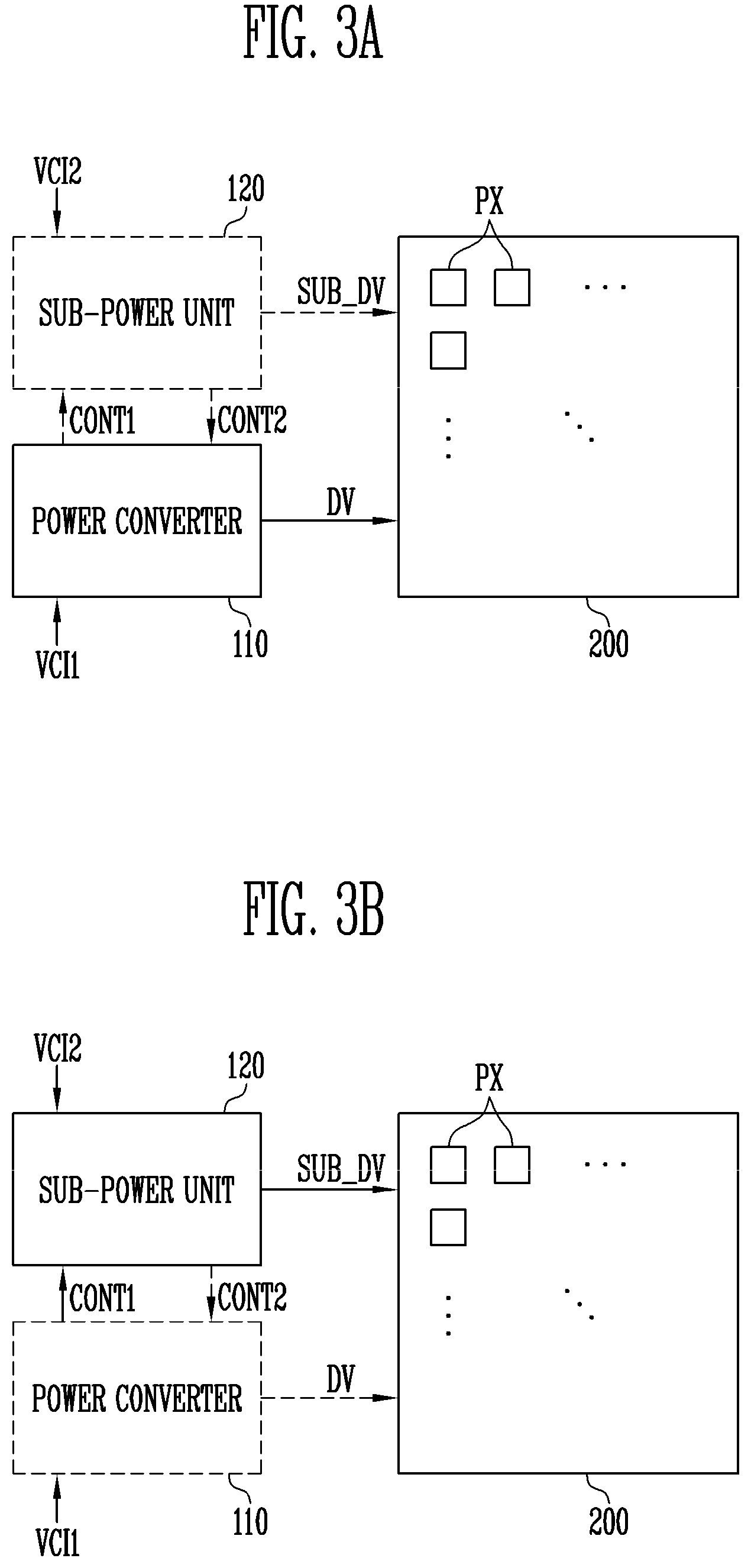 Patent US11783768 Figure 2 – Power supply device supplying sub-driving voltage to display device during abnormal operation