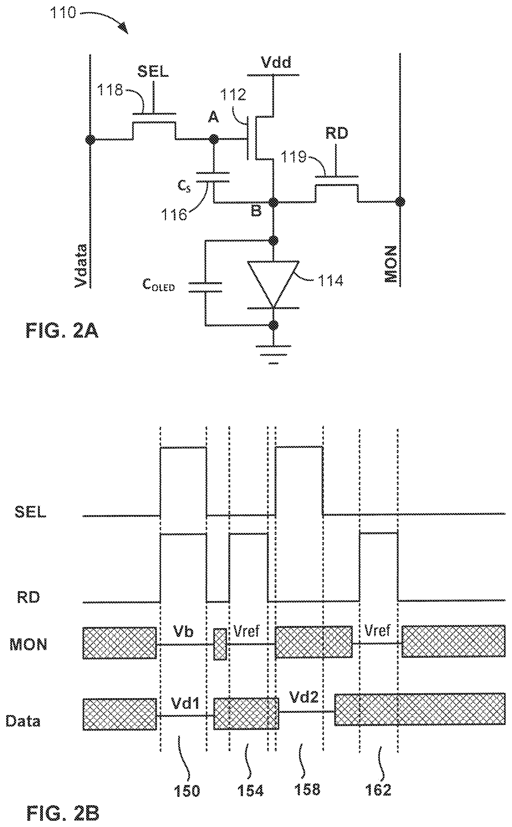 Patent US11783773 Figure 2 – Pixel circuits for AMOLED displays