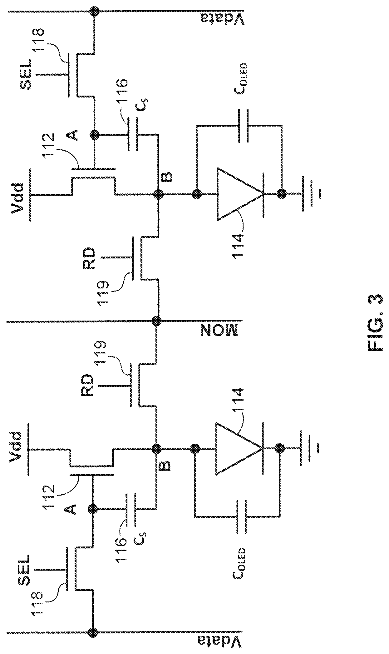 Patent US11783773 Figure 4 – Pixel circuits for AMOLED displays