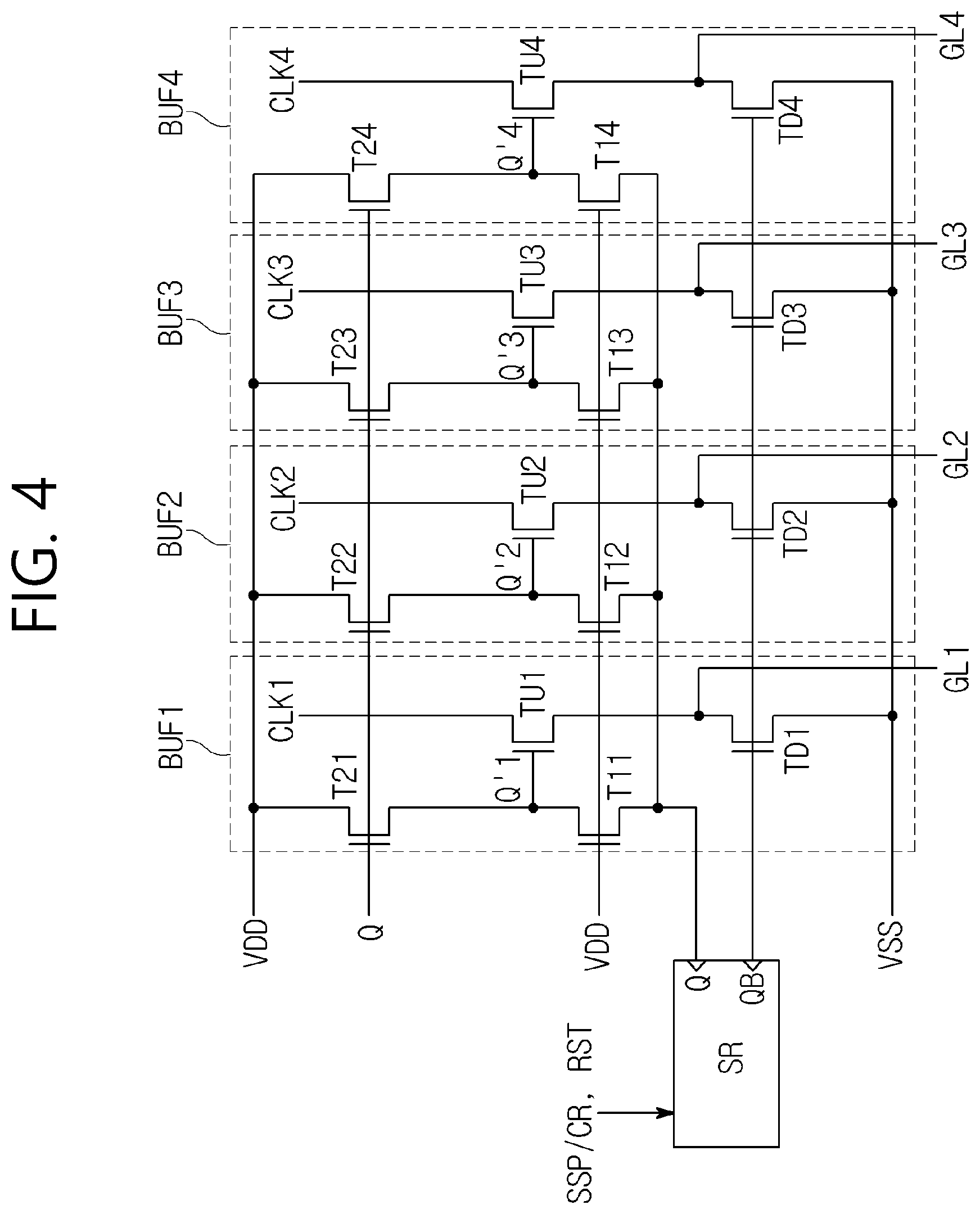 Patent US11783780 Figure 4 – Gate driver for separately charging a node voltage of buffers and display device including the same