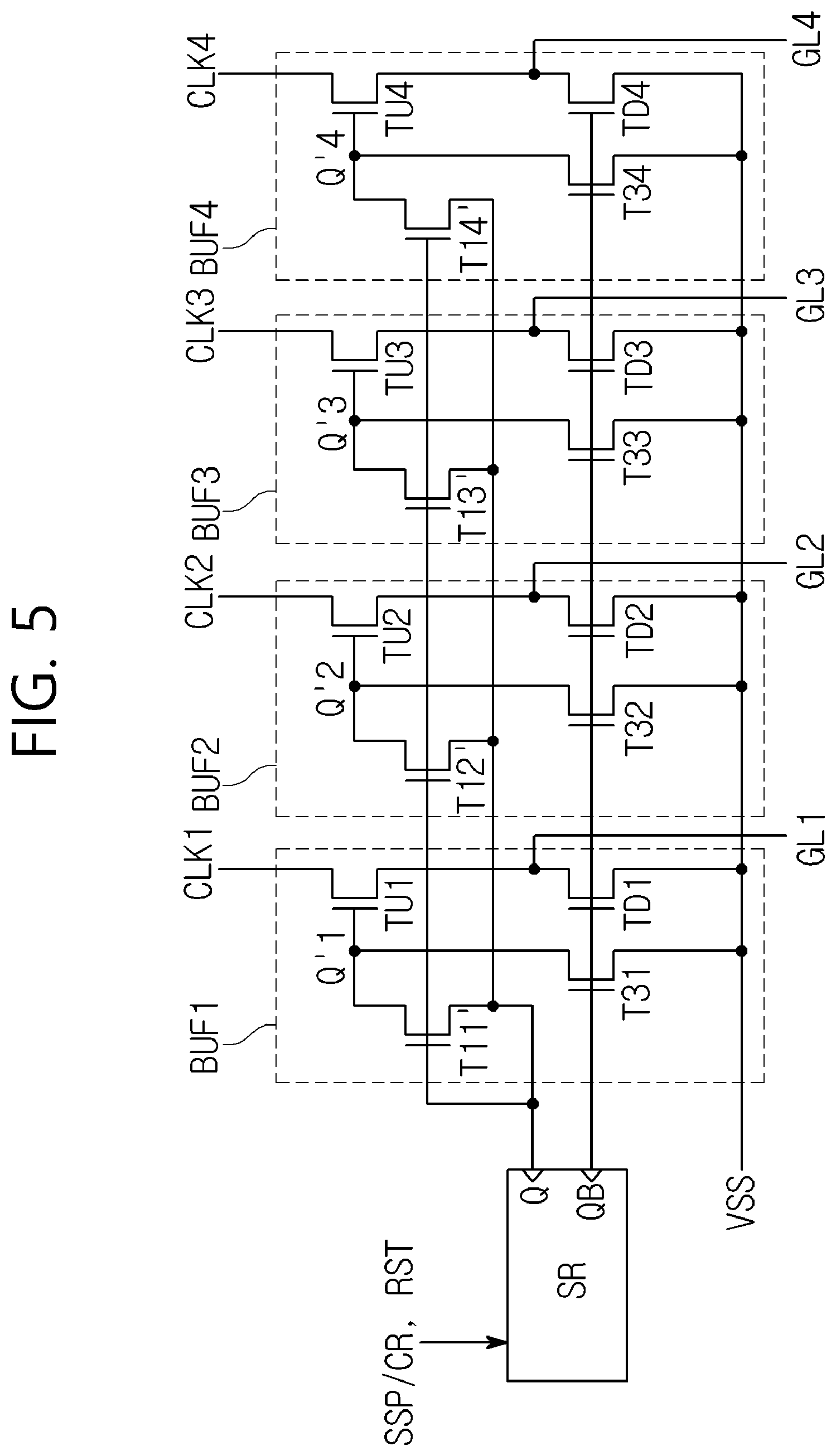 Patent US11783780 Figure 5 – Gate driver for separately charging a node voltage of buffers and display device including the same