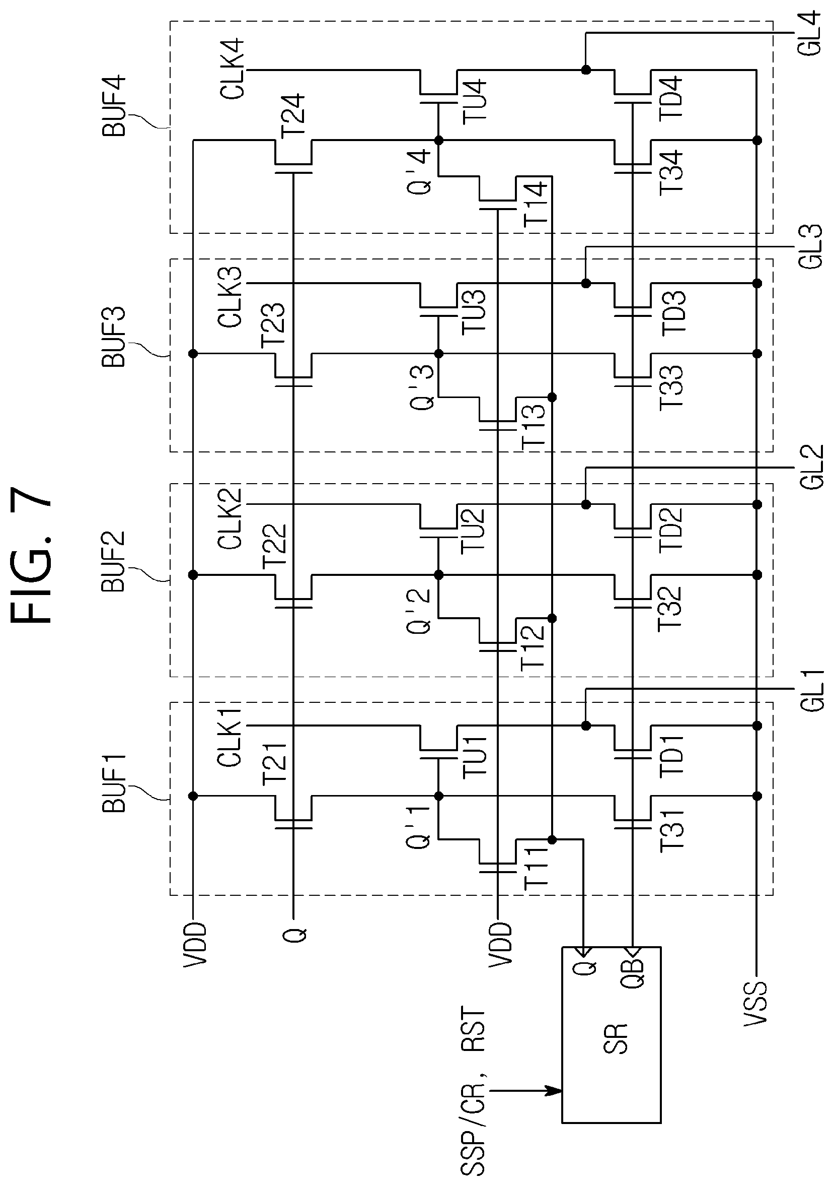 Patent US11783780 Figure 7 – Gate driver for separately charging a node voltage of buffers and display device including the same