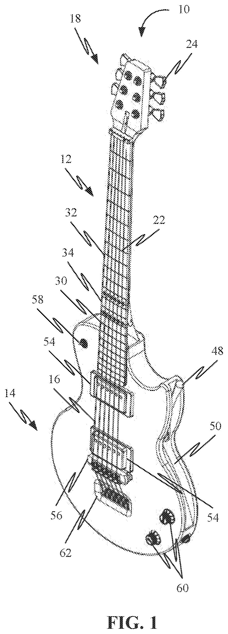 Patent US11783800 Figure 1 – Foldable stringed instrument