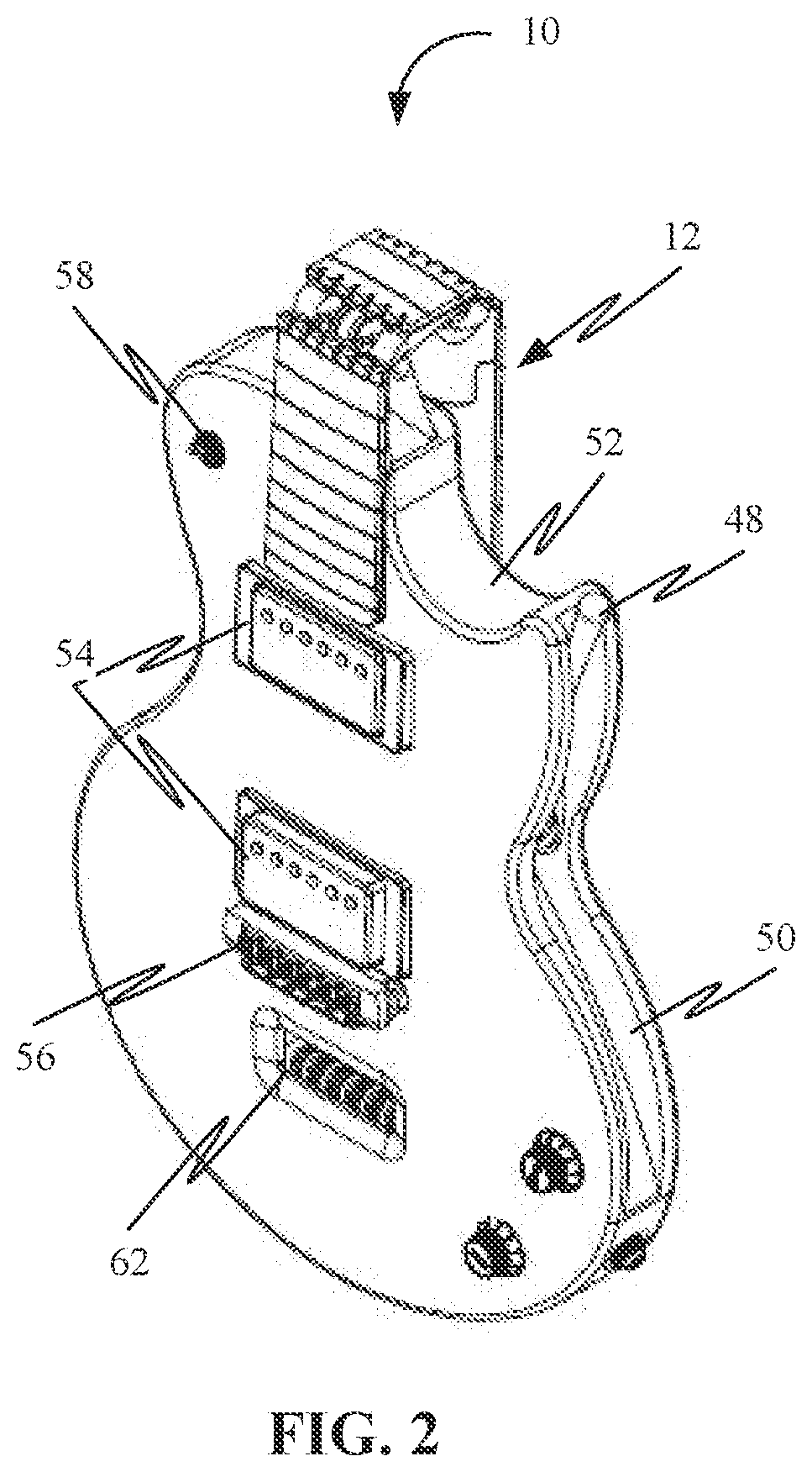 Patent US11783800 Figure 2 – Foldable stringed instrument