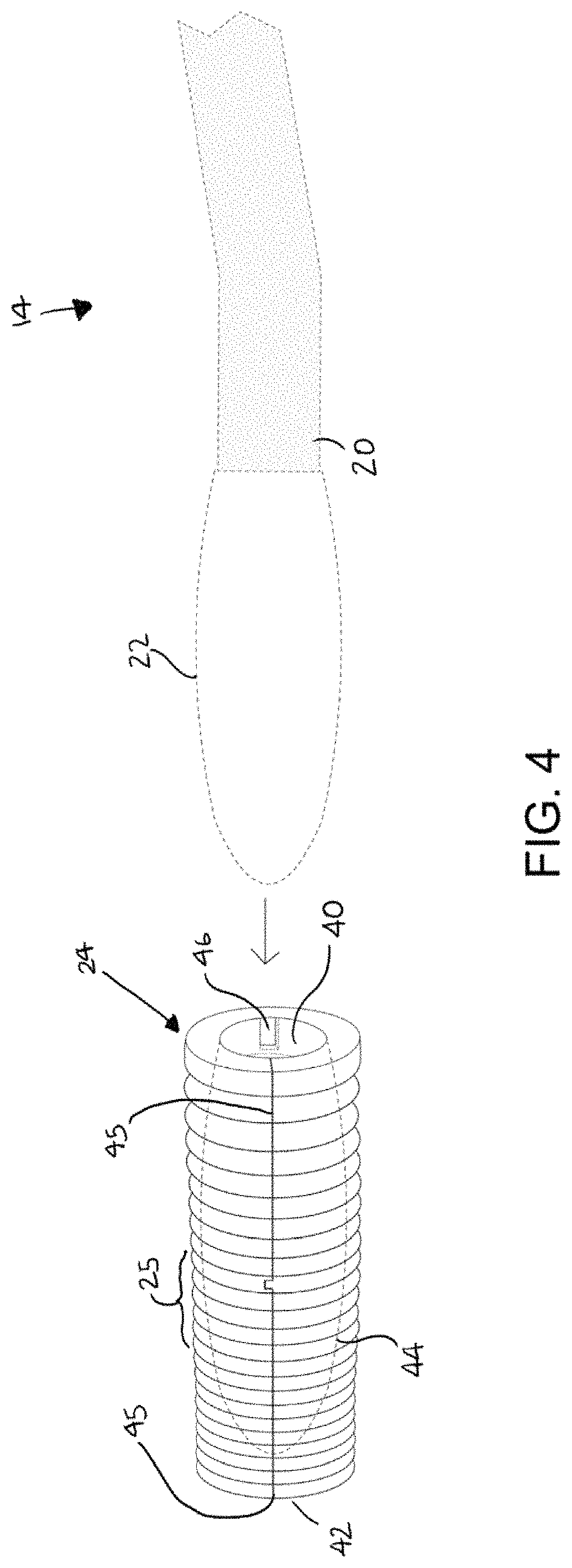 Patent US11783802 Figure 4 – Tremolo bar attachment accessory device