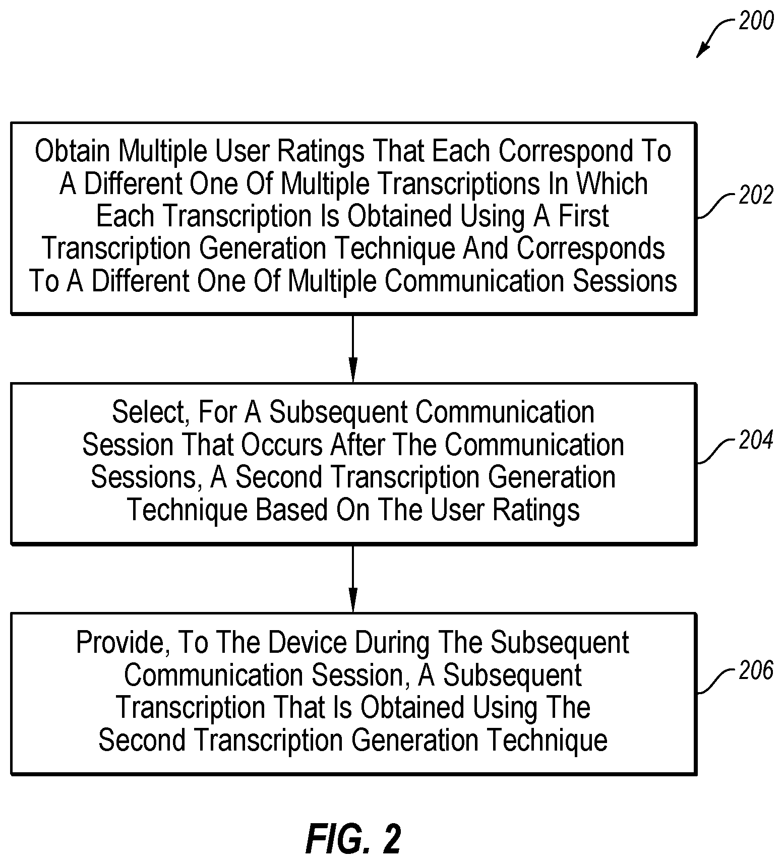 Patent US11783837 Figure 2 – Transcription generation technique selection