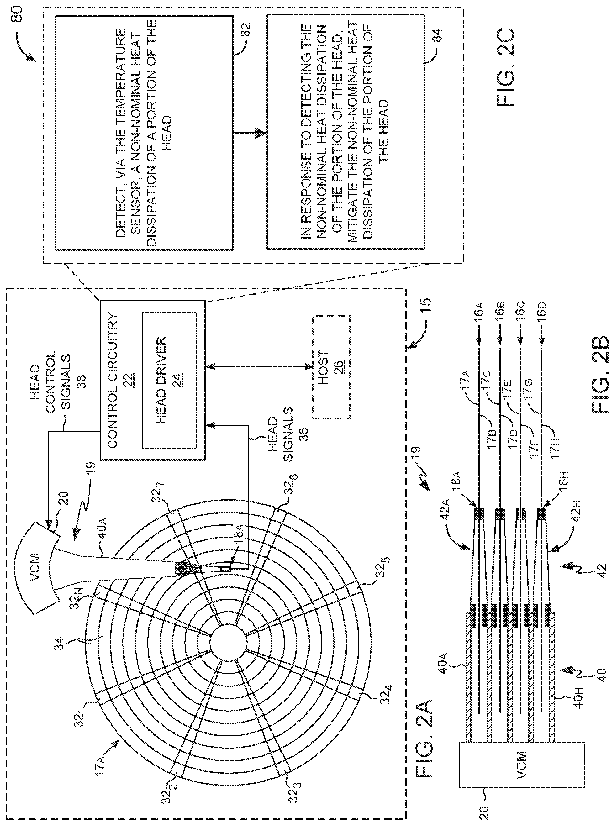 Patent US11783854 Figure 2 – Data storage device with detection and mitigation of non-nominal head heat dissipation