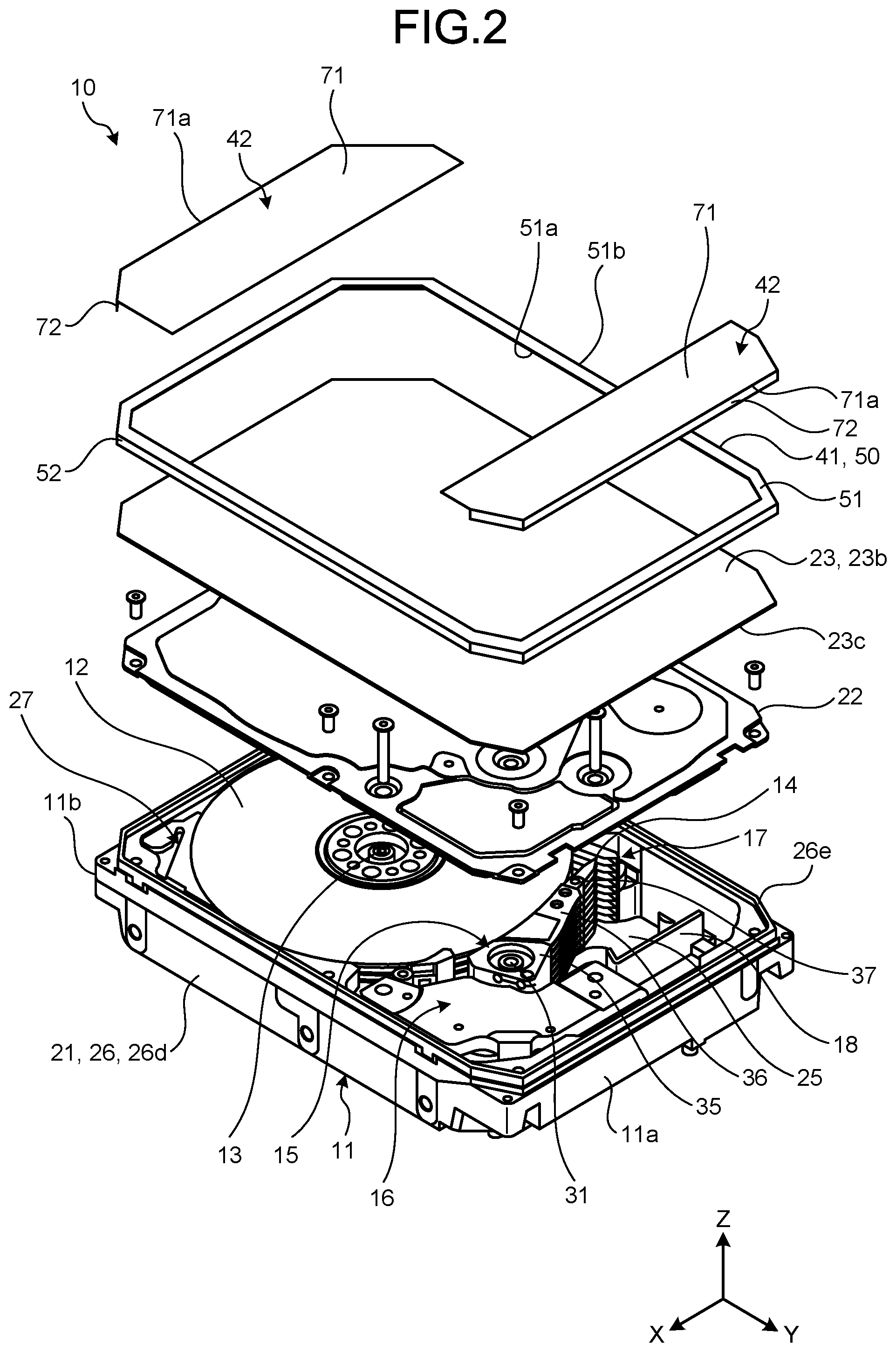 Patent US11783868 Figure 2 – Disk device to cover a welded part of a housing with a protective member