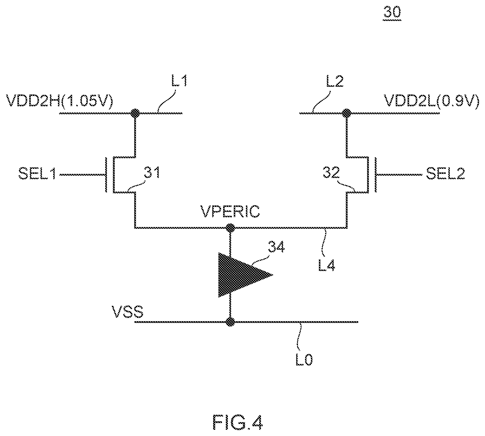 Patent US11783886 Figure 4 – Semiconductor device capable of switching operation voltage