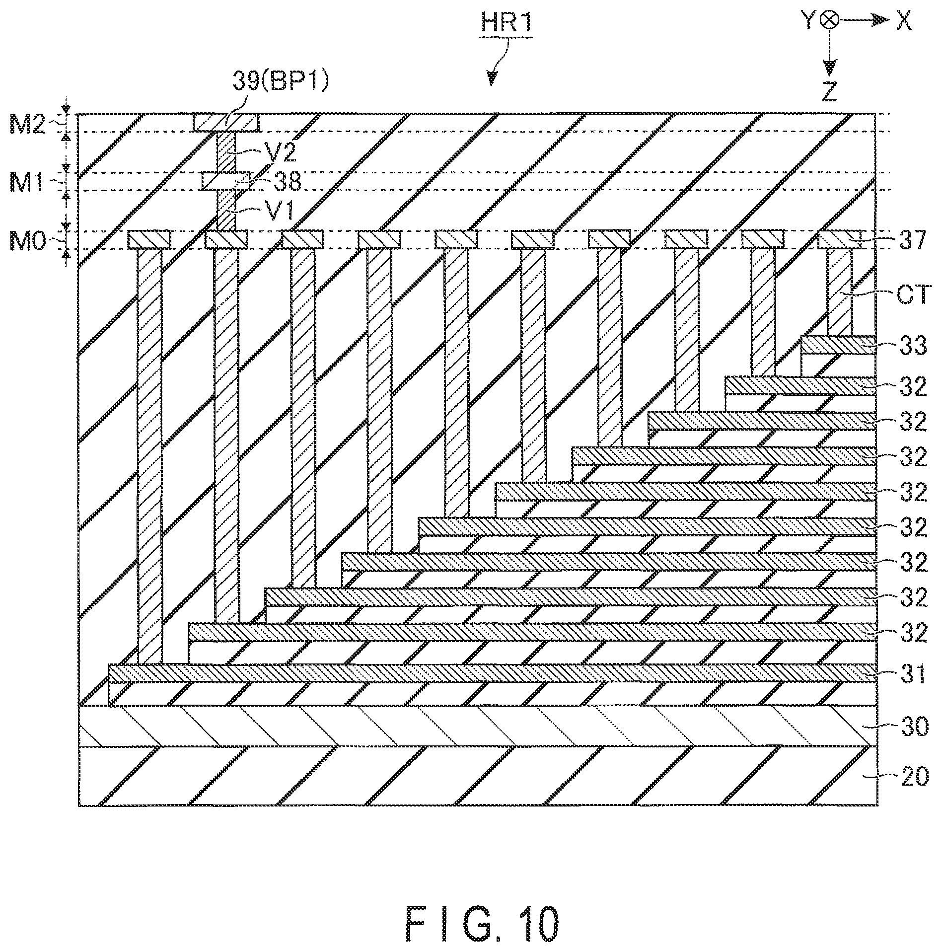 Patent US11783888 Figure 10 – Semiconductor memory device having memory chip bonded to a CMOS chip including a peripheral circuit