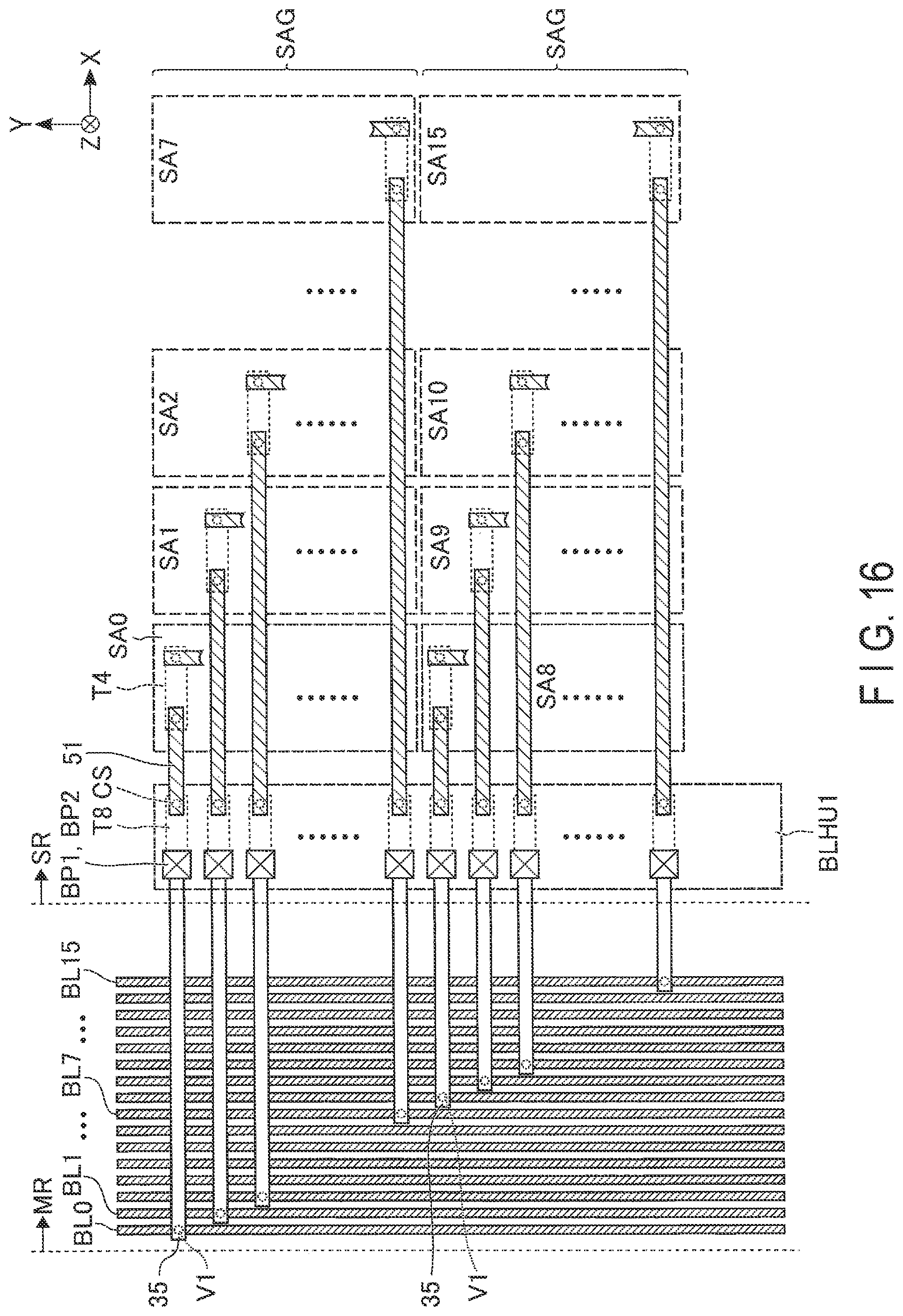 Patent US11783888 Figure 16 – Semiconductor memory device having memory chip bonded to a CMOS chip including a peripheral circuit