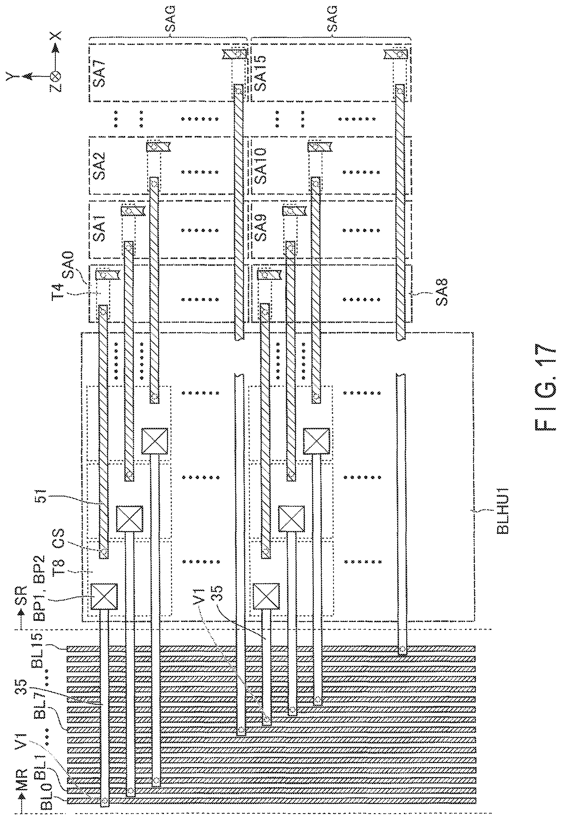 Patent US11783888 Figure 17 – Semiconductor memory device having memory chip bonded to a CMOS chip including a peripheral circuit