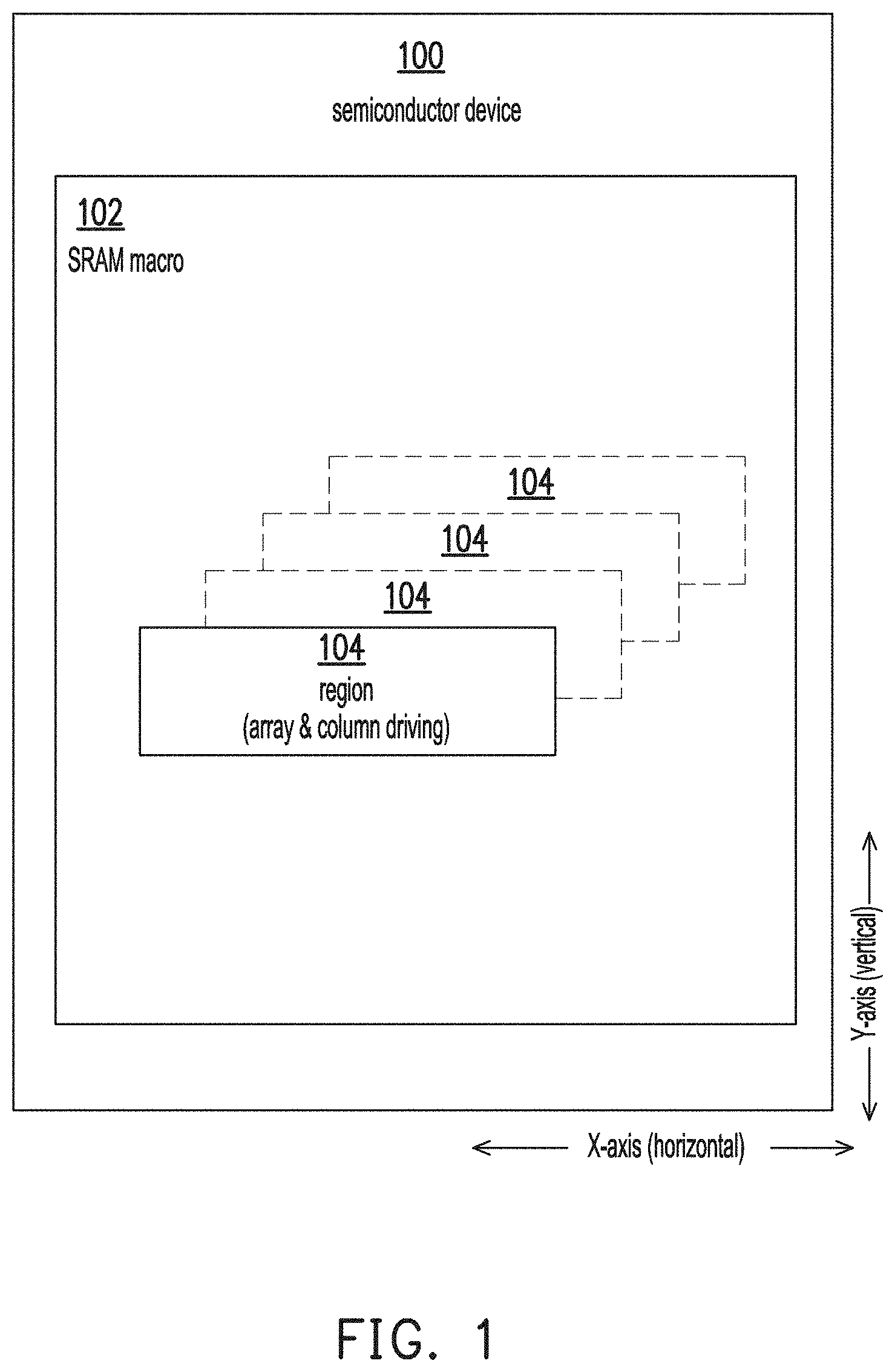 Patent US11783890 Figure 1 – Semiconductor device including distributed write driving arrangement