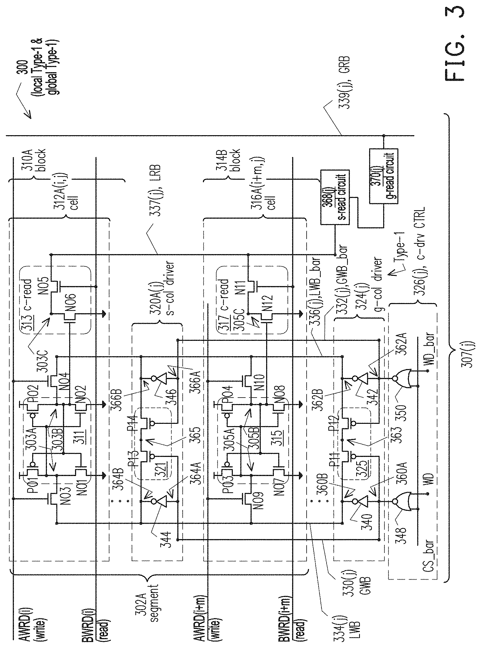 Patent US11783890 Figure 3 – Semiconductor device including distributed write driving arrangement