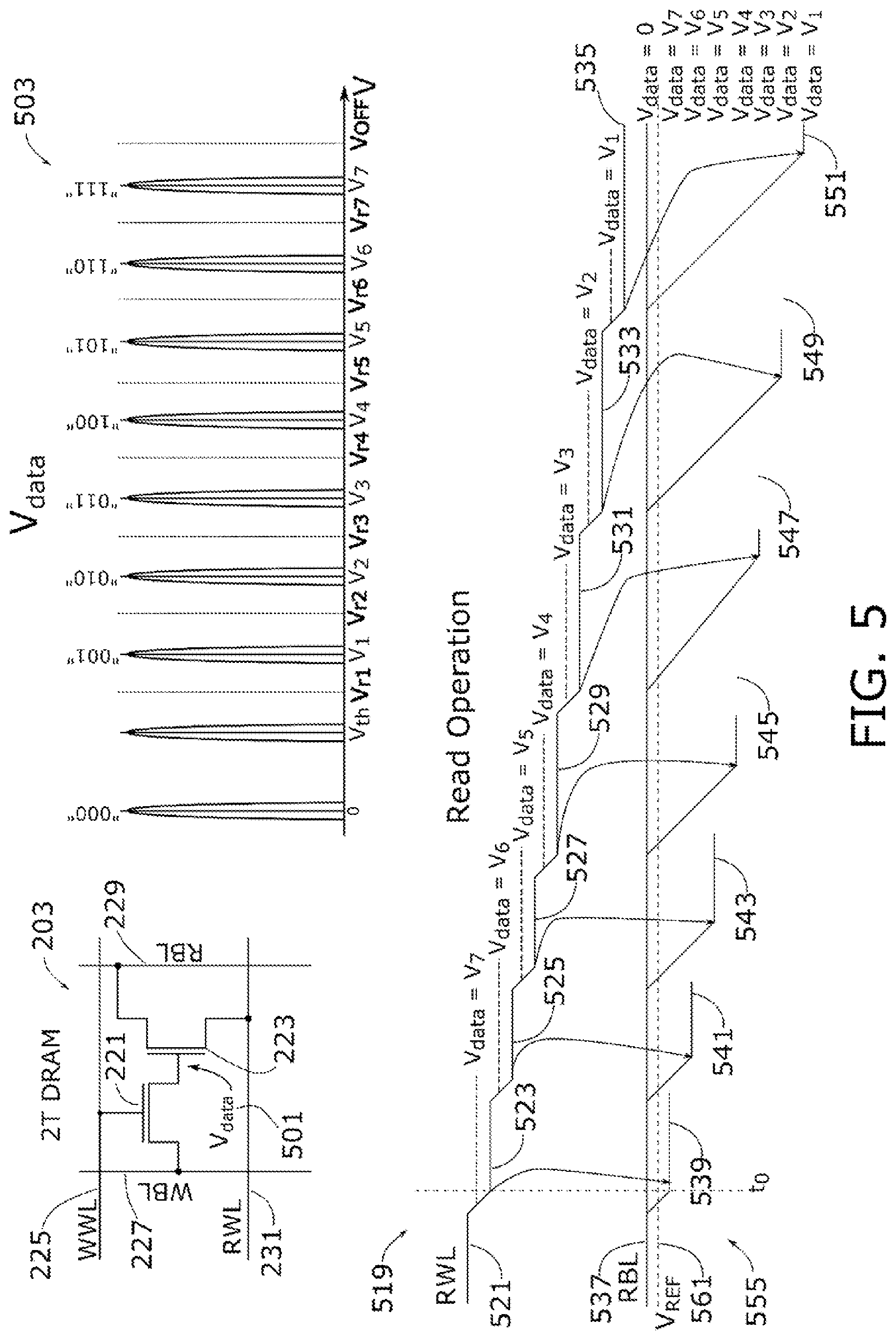 Patent US11783891 Figure 5 – Memory device having variable impedance memory cells and time-to-transition sensing of data stored therein