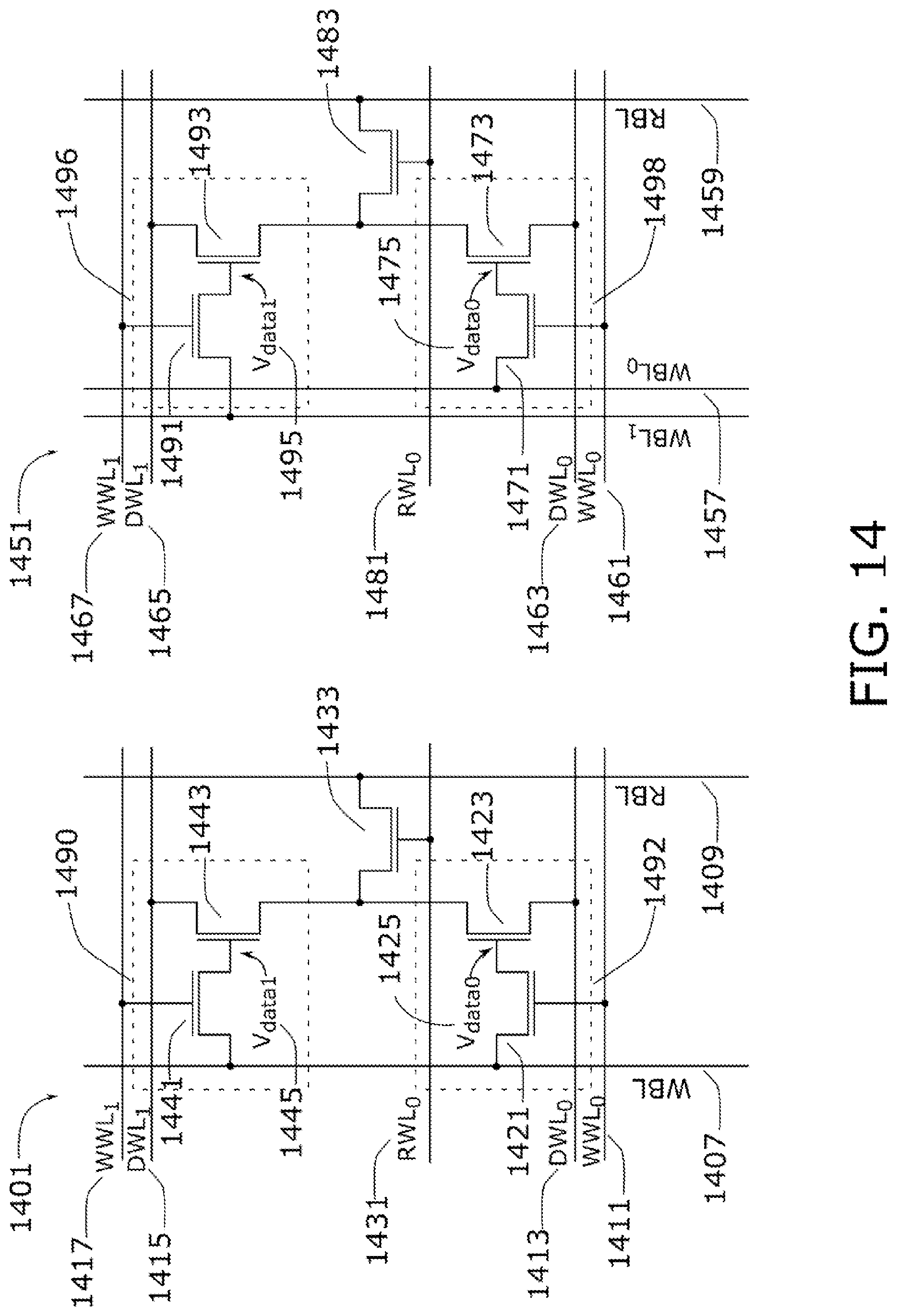 Patent US11783891 Figure 14 – Memory device having variable impedance memory cells and time-to-transition sensing of data stored therein