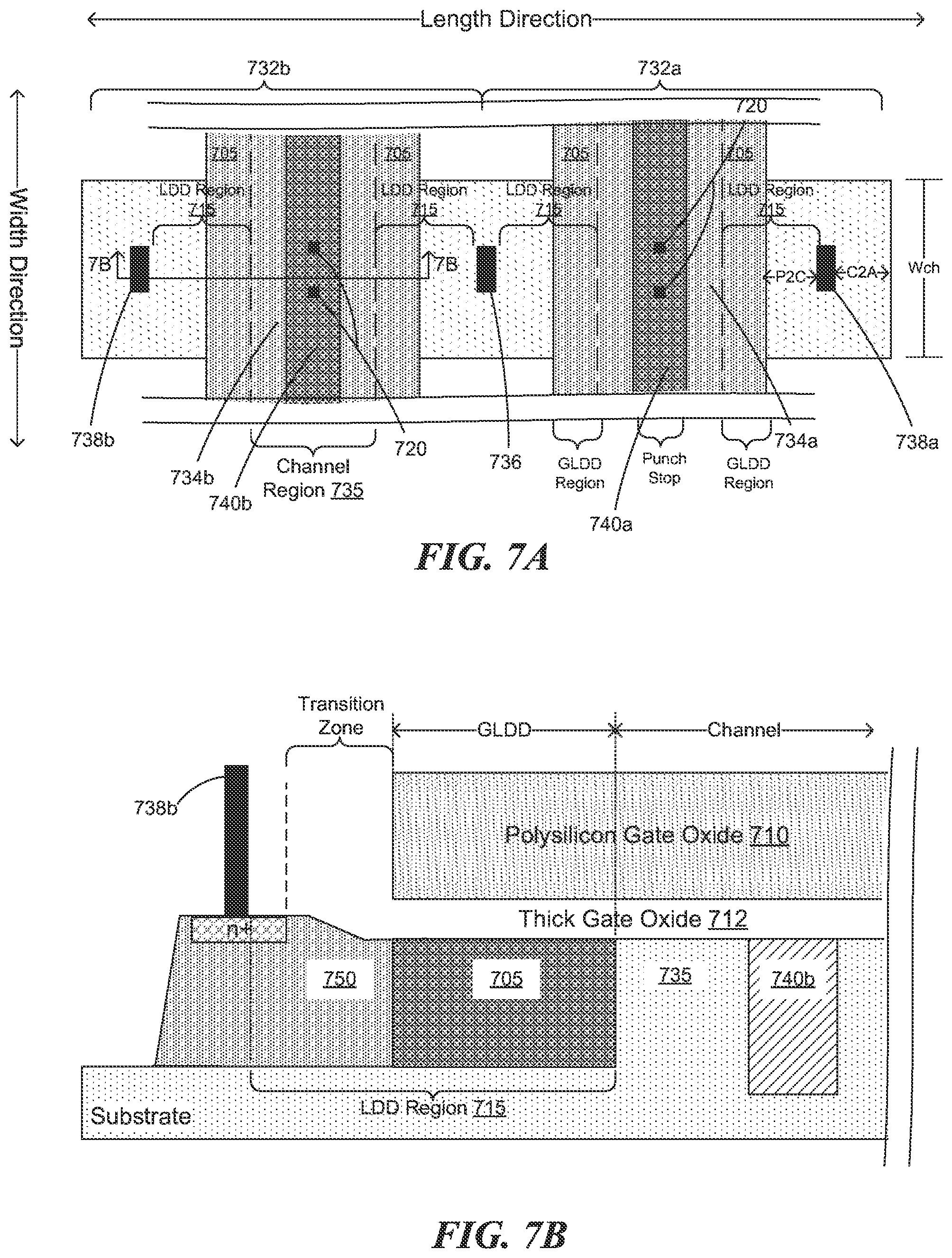 Patent US11783896 Figure 8 – Interleaved string drivers, string driver with narrow active region, and gated LDD string driver