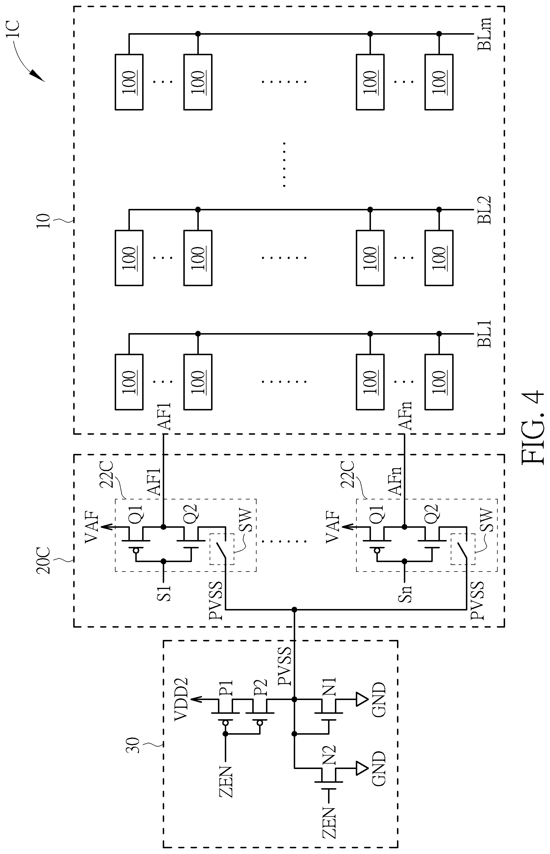 Patent US11783905 Figure 4 – Anti-fuse memory device, memory array, and programming method of an anti-fuse memory device for preventing leakage current and program disturbance