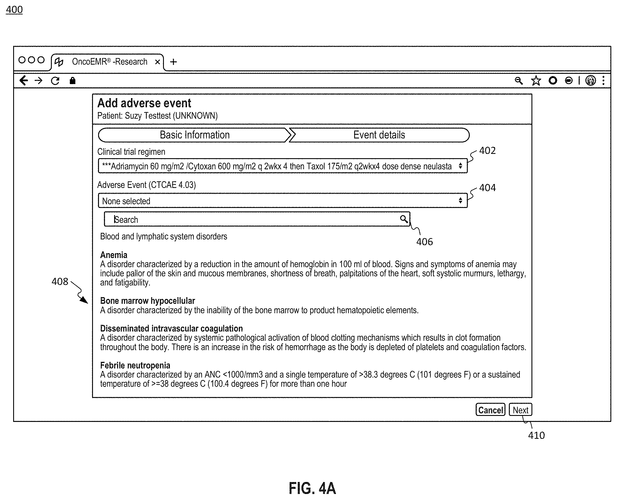 Patent US11783923 Figure 4 – Systems and methods for tracking patient events