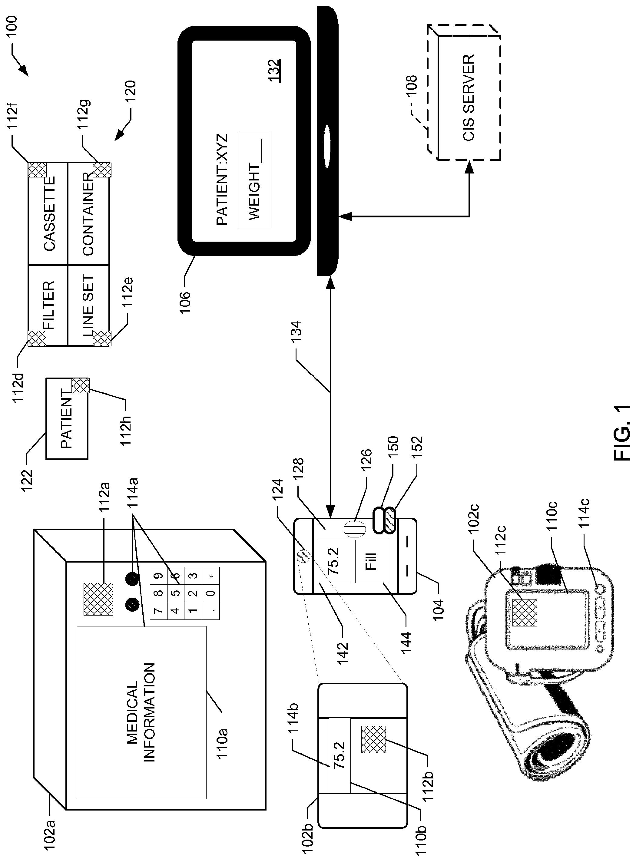 Patent US11783928 Figure 1 – Medical data collection devices, systems, and methods