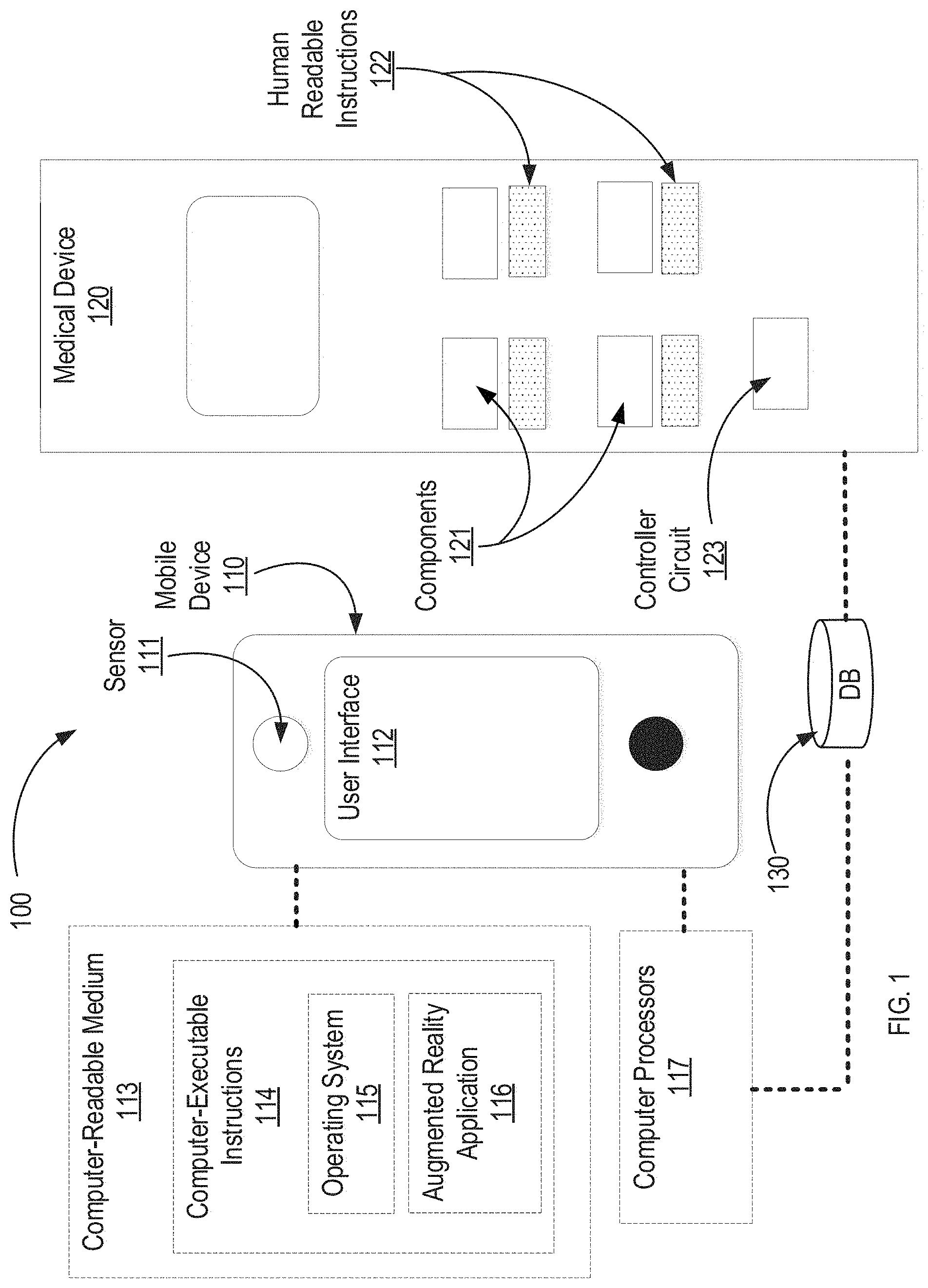Patent US11783940 Figure 1 – Augmented reality-based training and troubleshooting for medical devices