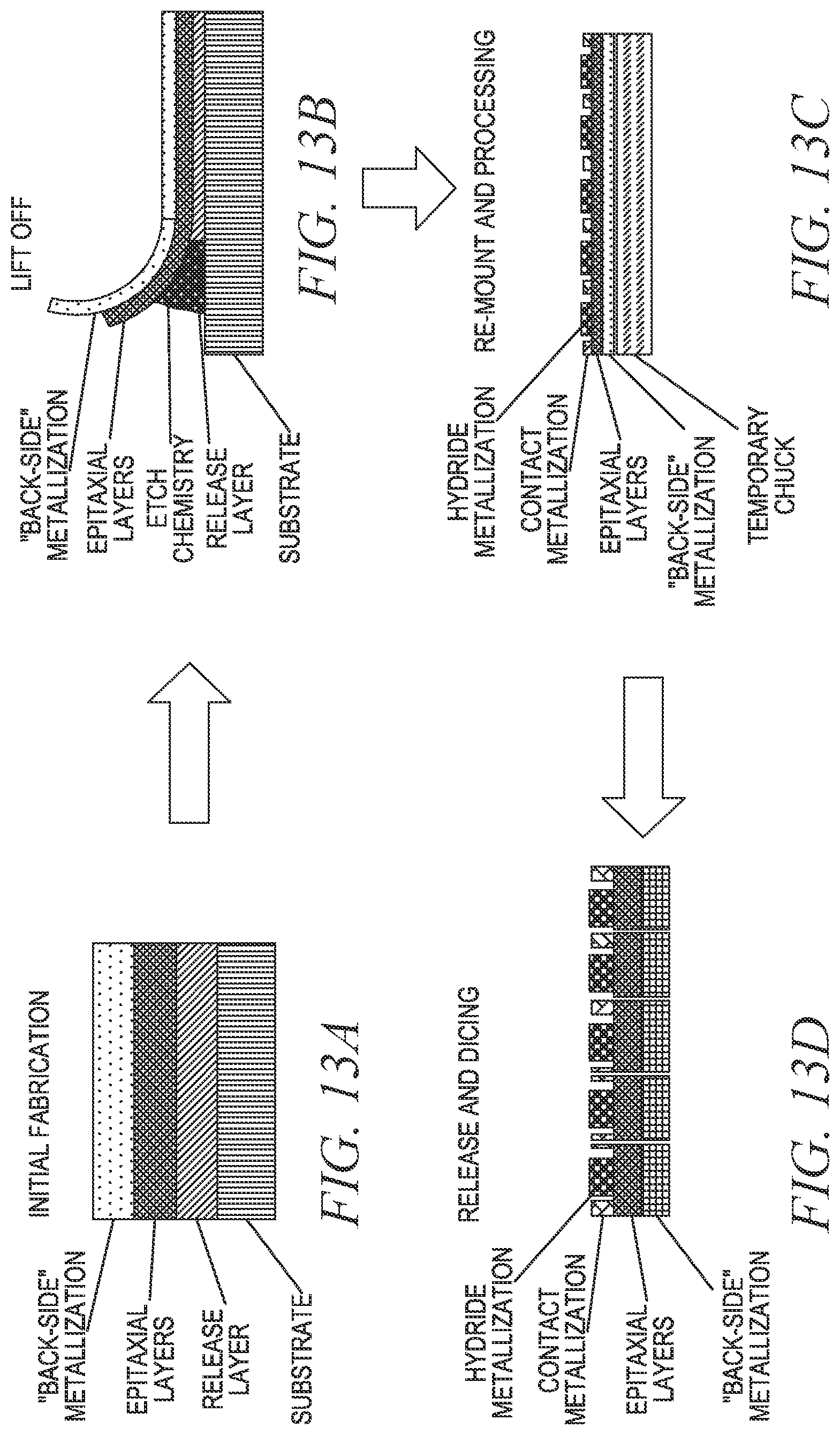 Patent US11783956 Figure 13 – Semiconductor device with epitaxial liftoff layers for directly converting radioisotope emissions into electrical power