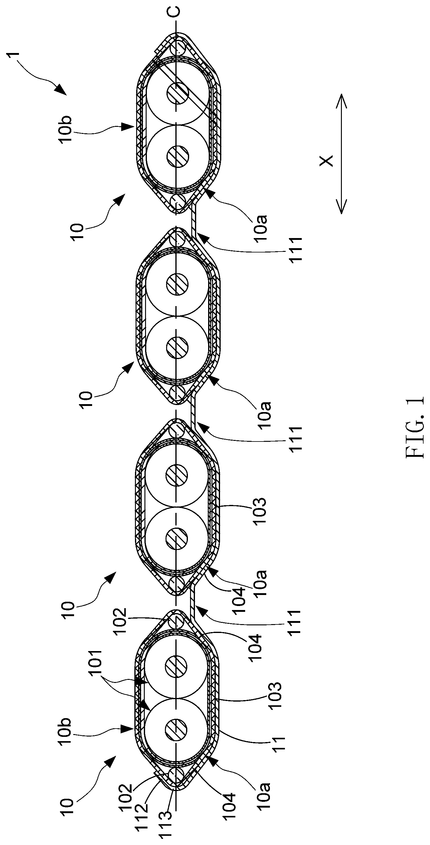 Patent US11783965 Figure 1 – Flat cable assembly