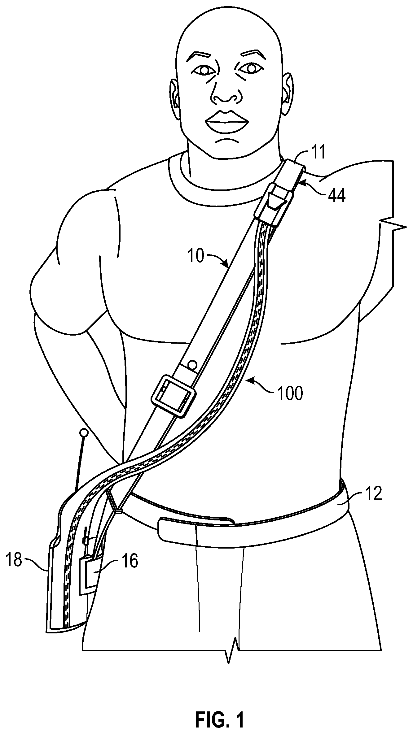 Patent US11783966 Figure 1 – Flame and heat resistant, releasably connectable wrap for a portable radio, remote speaker microphone, and the cord therebetween