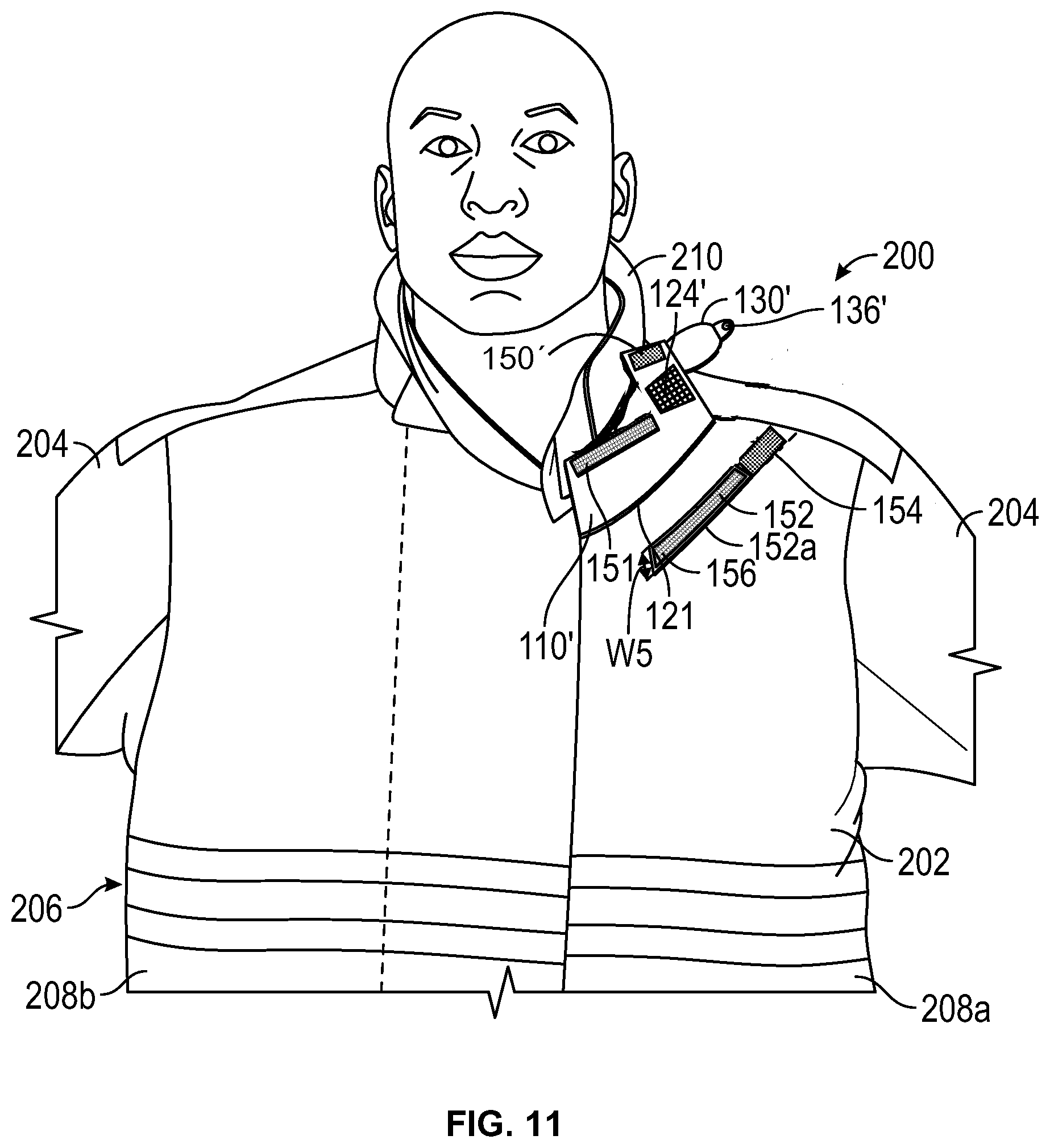 Patent US11783966 Figure 10 – Flame and heat resistant, releasably connectable wrap for a portable radio, remote speaker microphone, and the cord therebetween