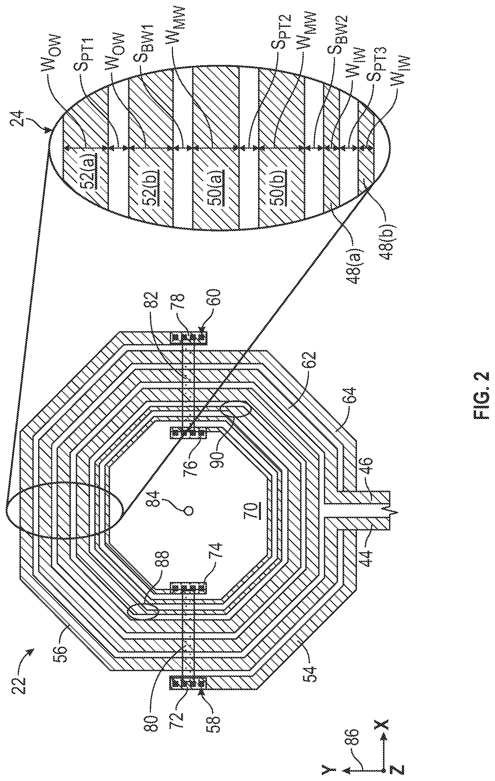 Patent US11783990 Figure 2 – Tapered multipath inductors