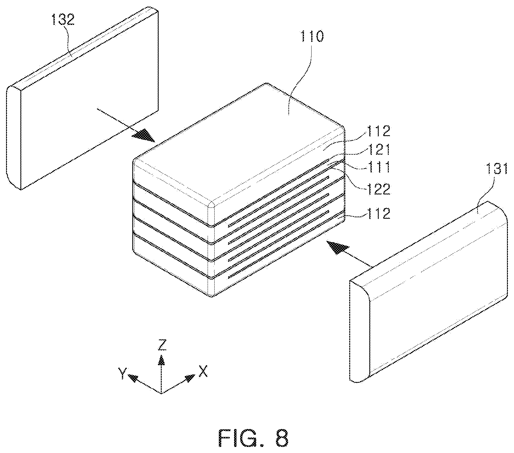 Patent US11784007 Figure 7 – Capacitor component including reinforcing pattern in a margin/cover portion
