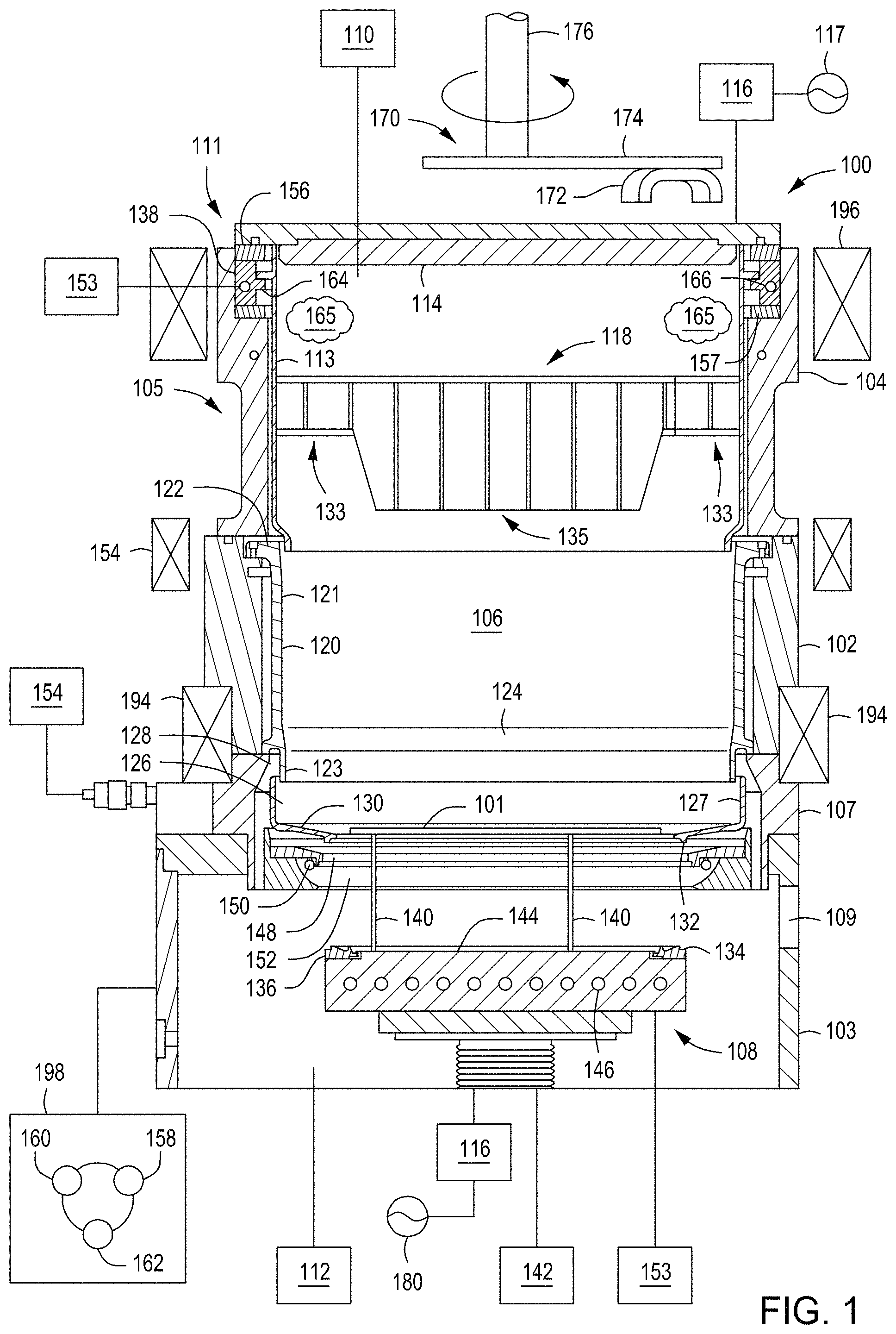 Patent US11784033 Figure 1 – Methods and apparatus for processing a substrate