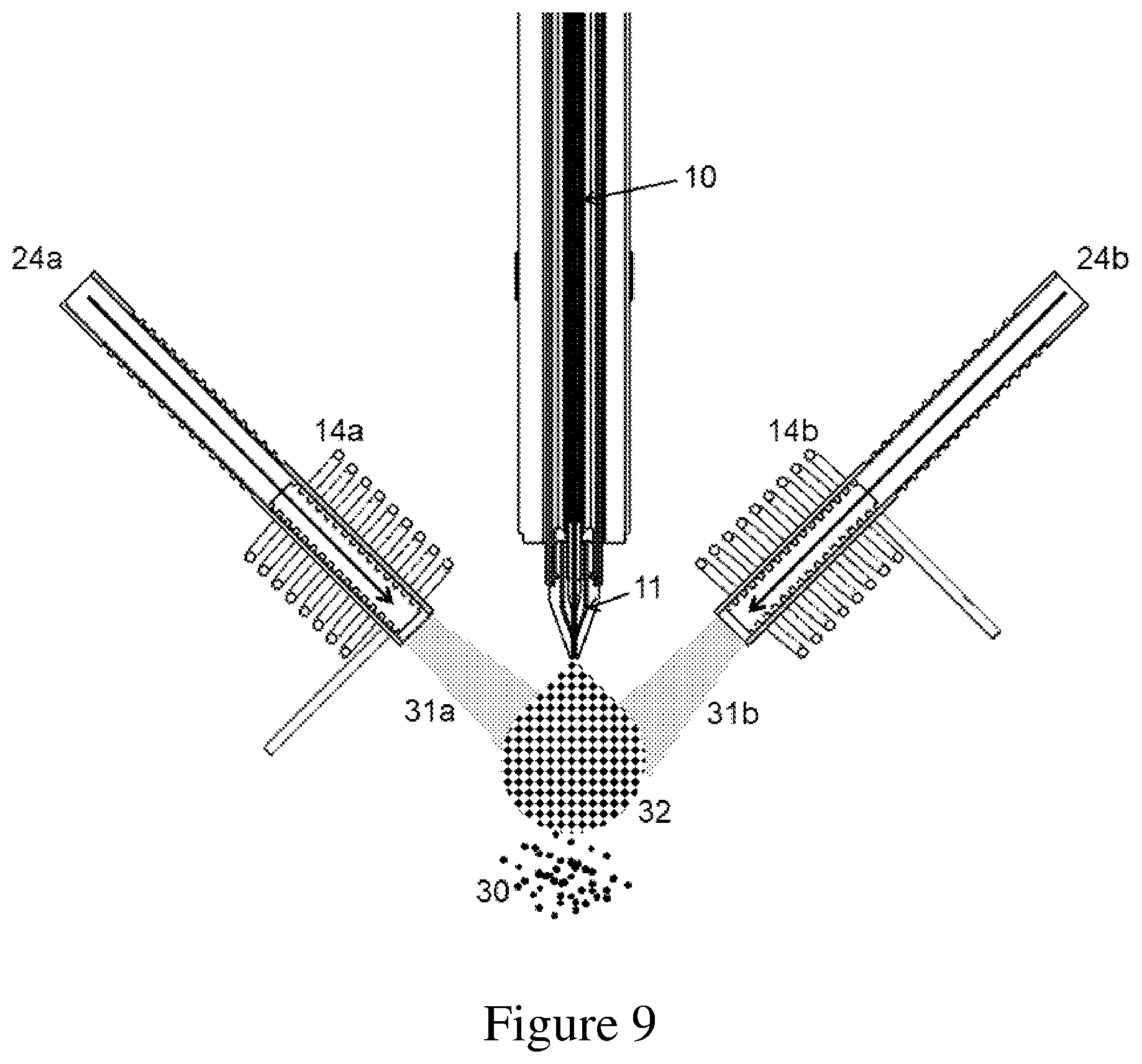 Patent US11784036 Figure 7 – Electrospray ion source for spectrometry using inductively heated gas