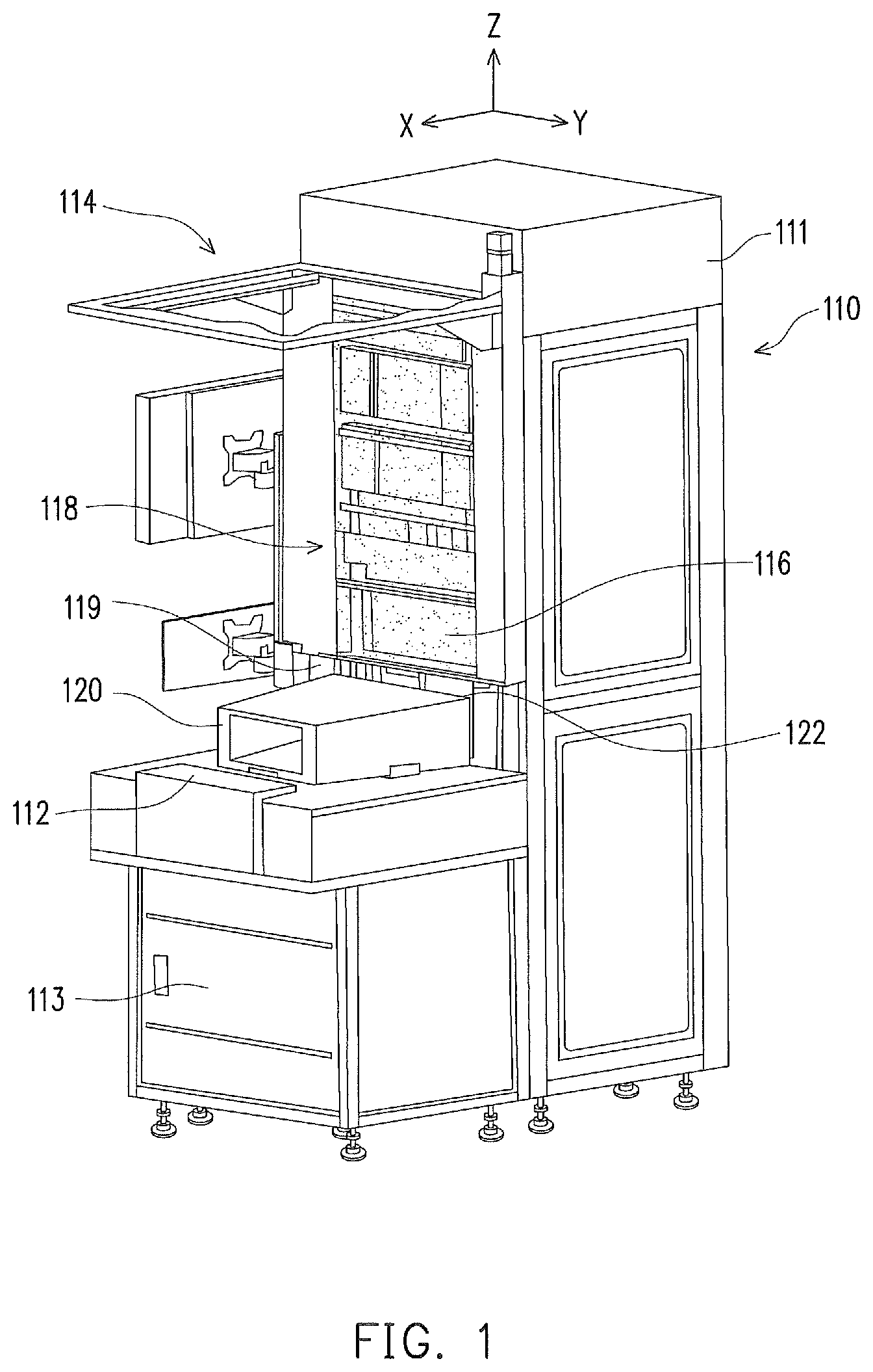 Patent US11784073 — Apparatus and method for handling wafer carrier doors — Figure 1