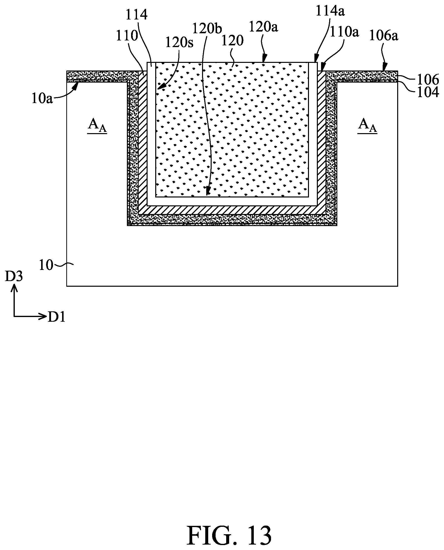 Patent US11784087 Figure 10 – Semiconductor structure having layers in a trench and method of manufacturing the same