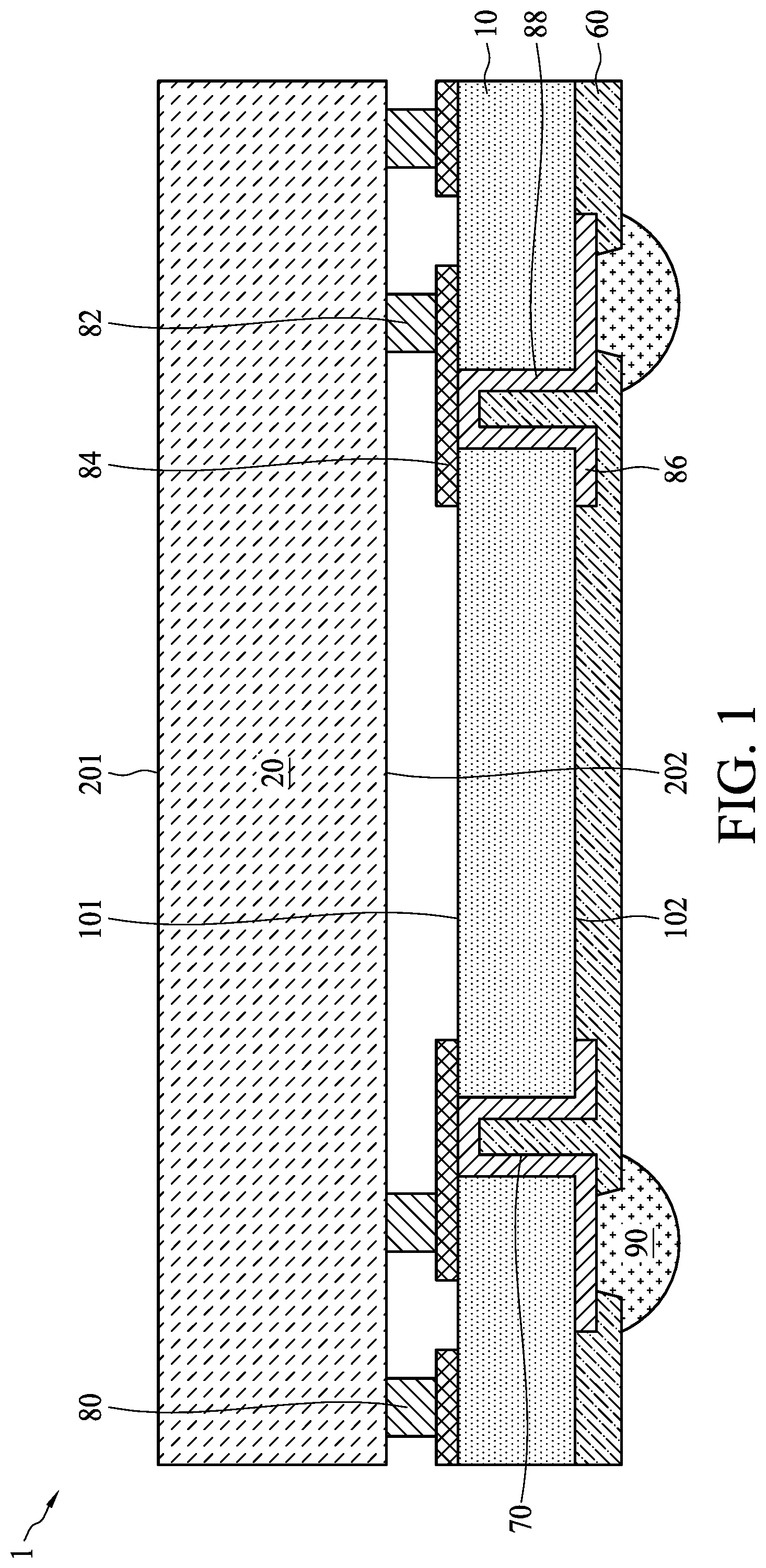 Patent US11784110 Figure 1 – Semiconductor package and method for manufacturing the same