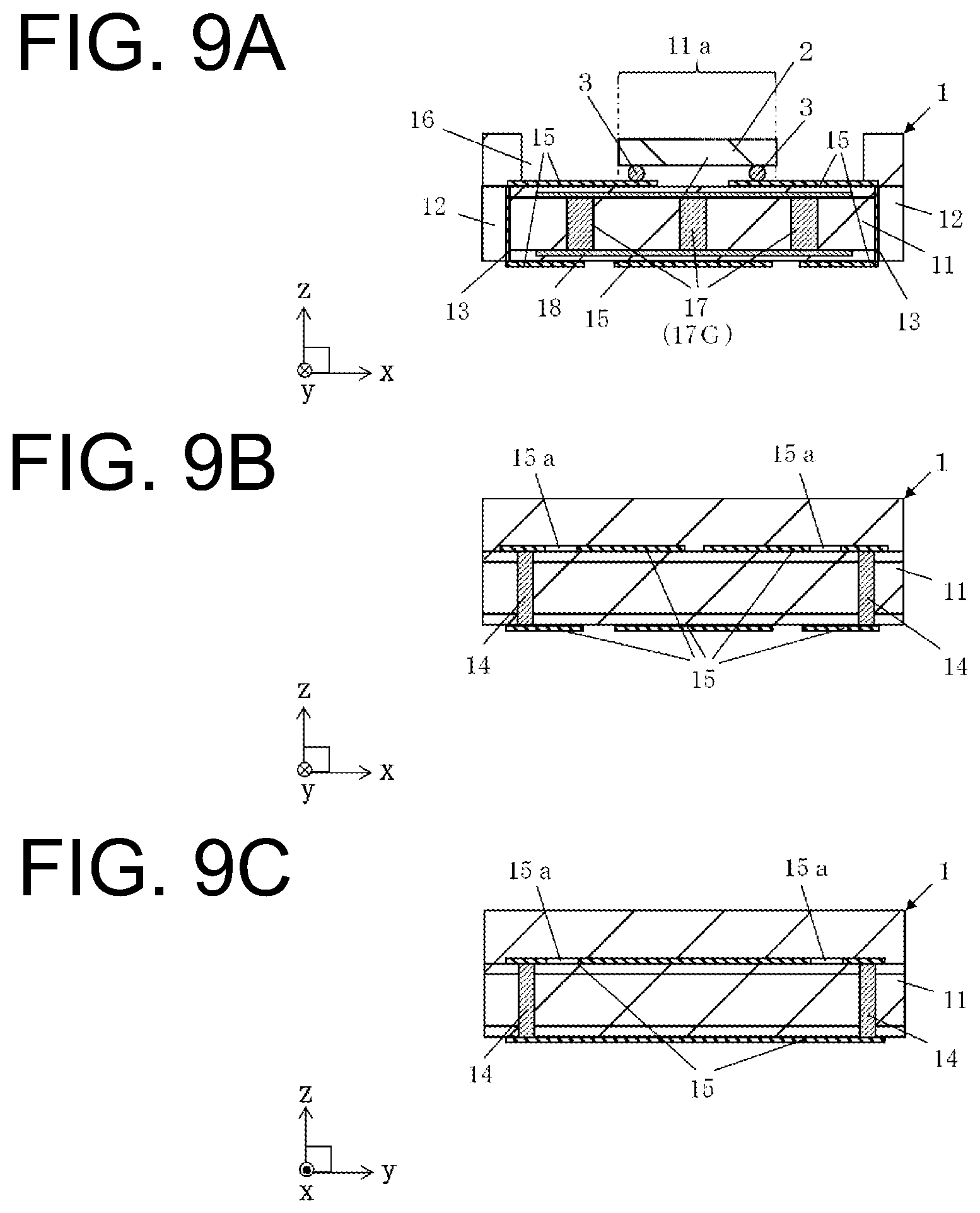 Patent US11784117 Figure 9 – Wiring board, electronic device, and electronic module
